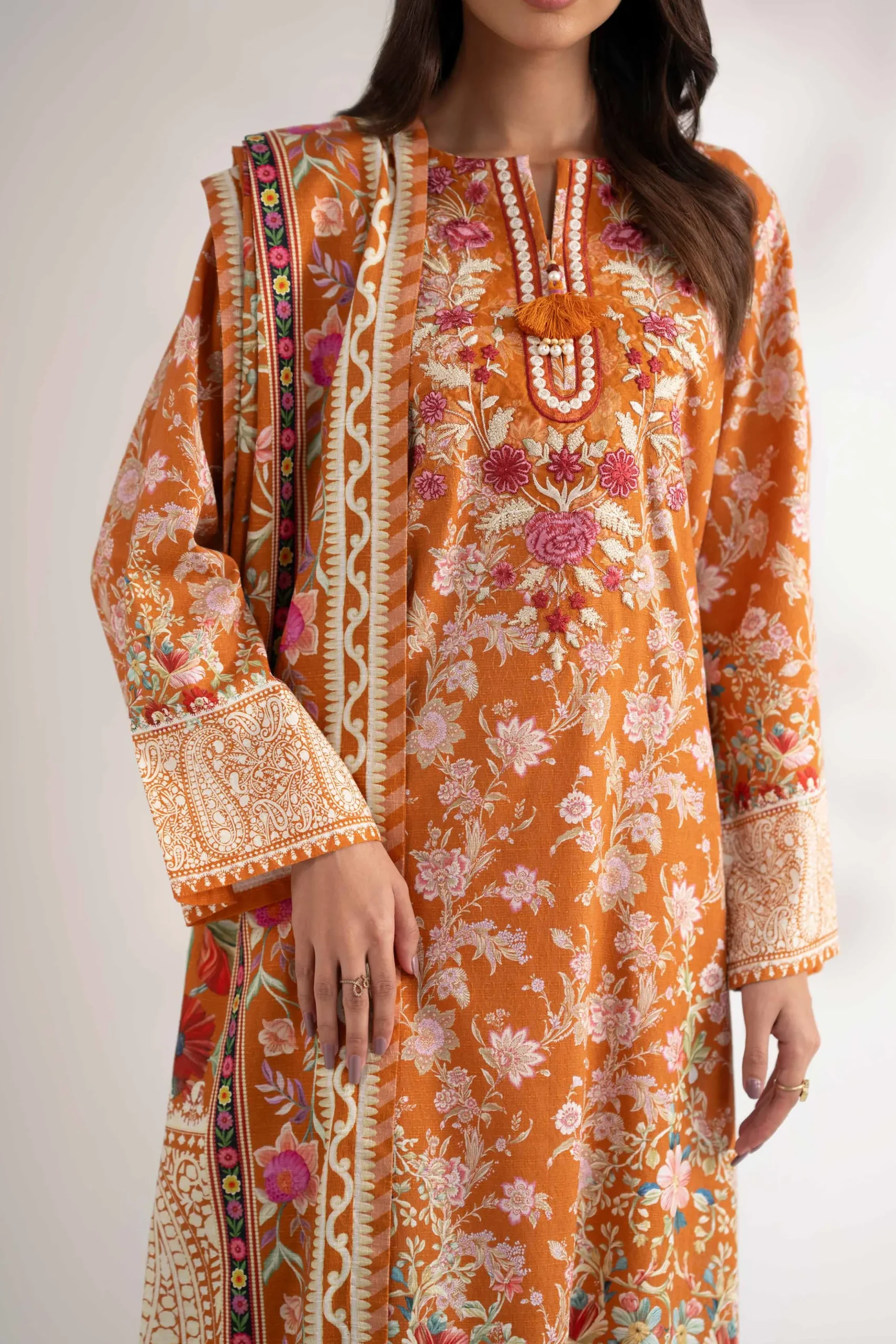 3 Piece - Digital Printed Embroidered Suit - 42502647