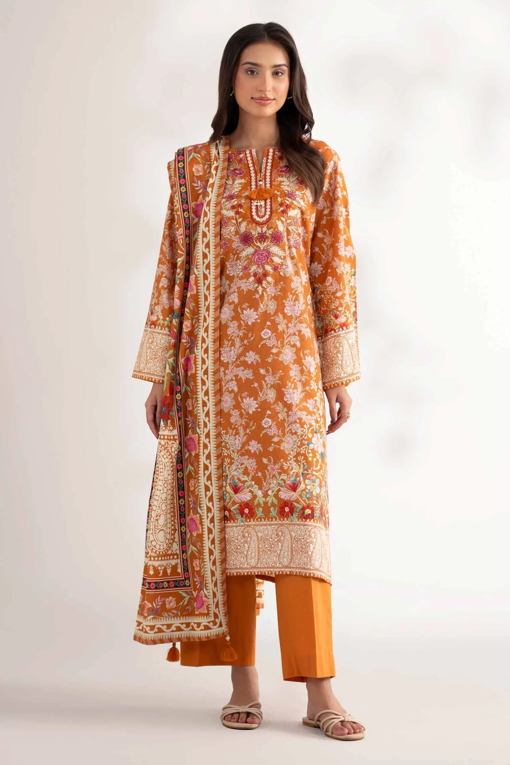3 Piece - Digital Printed Embroidered Suit - 42502647