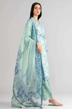3 Piece - Digital Printed Embroidered Suit - 42601751
