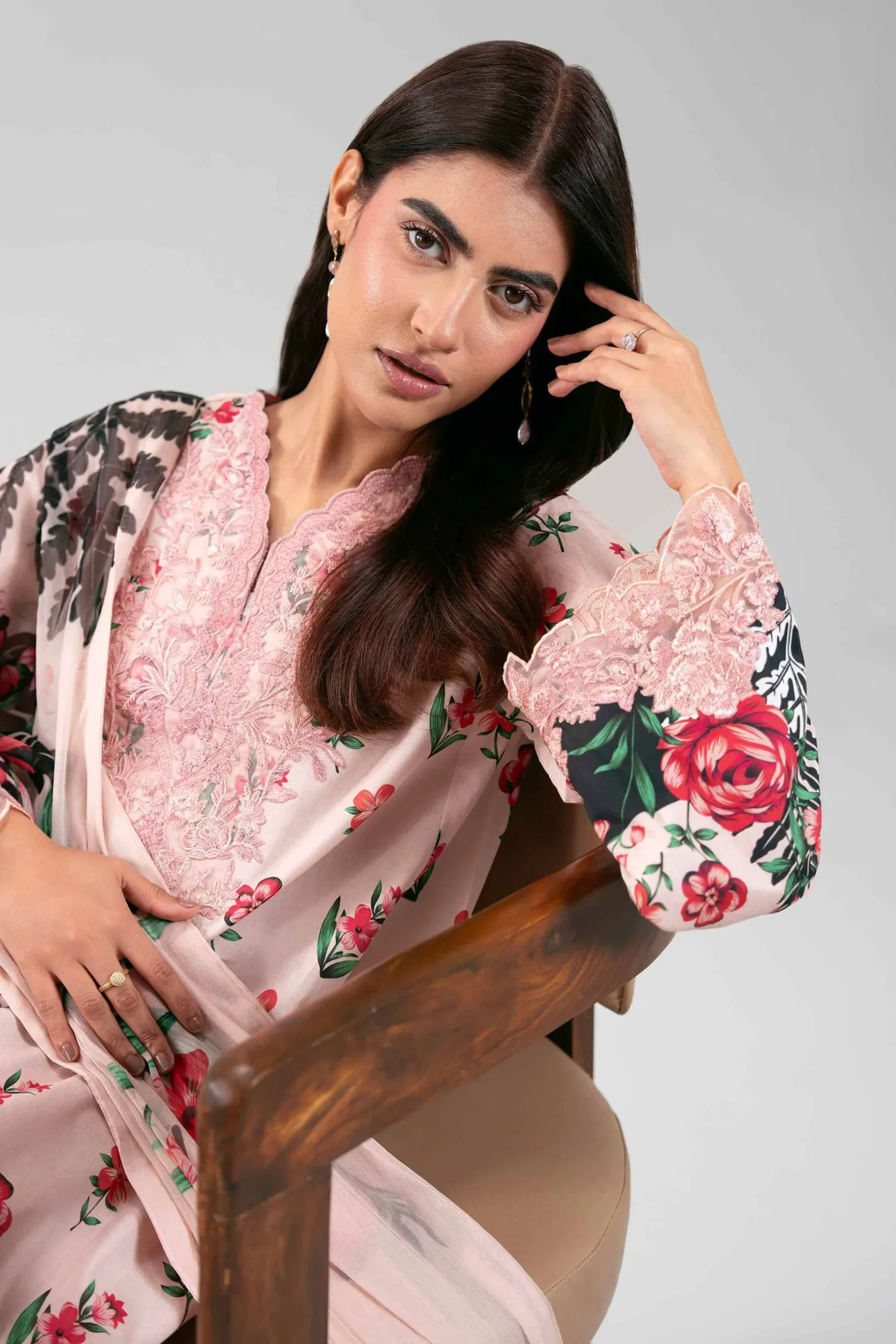 3 Piece - Digital Printed Embroidered Suit - 42601220