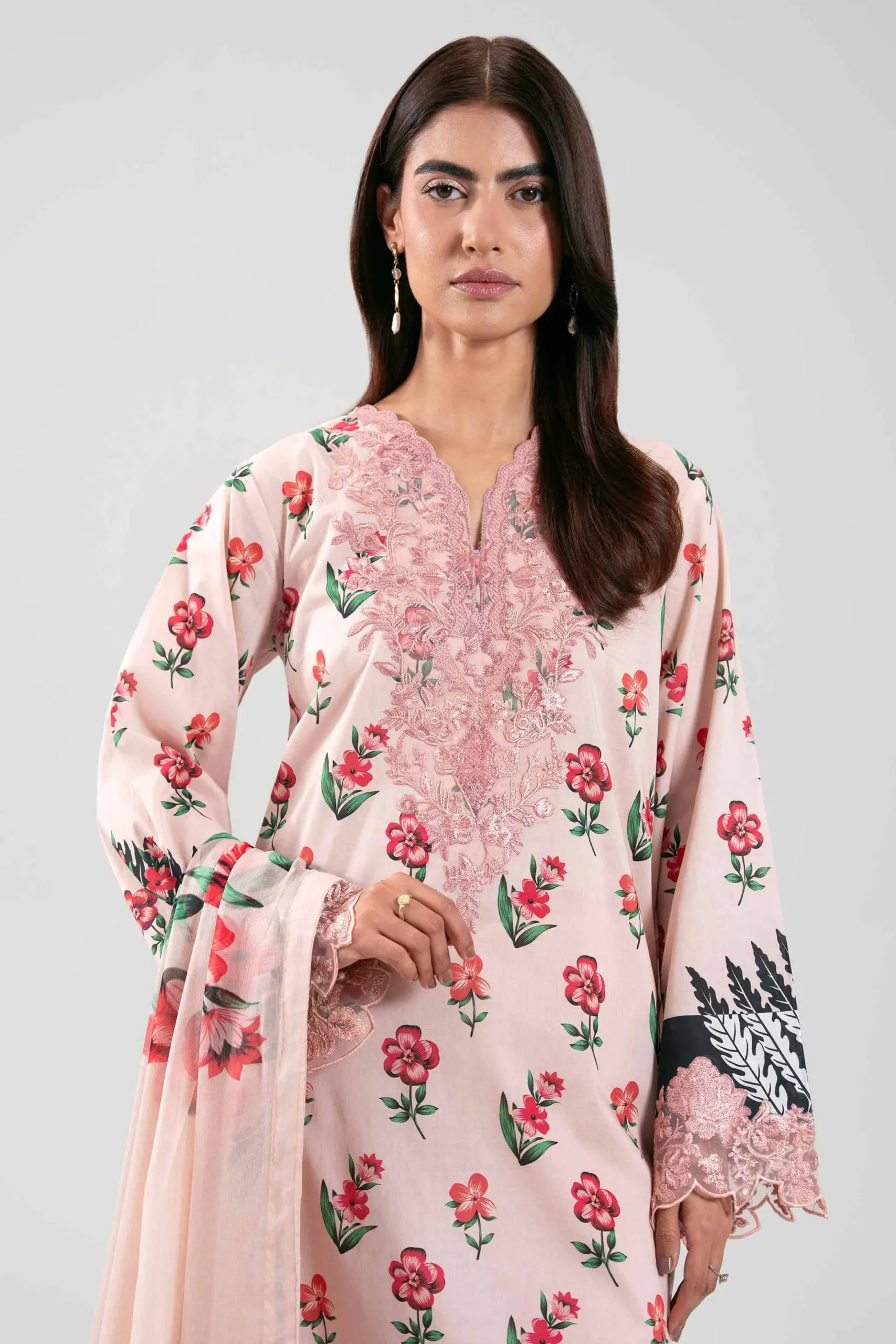 3 Piece - Digital Printed Embroidered Suit - 42601220