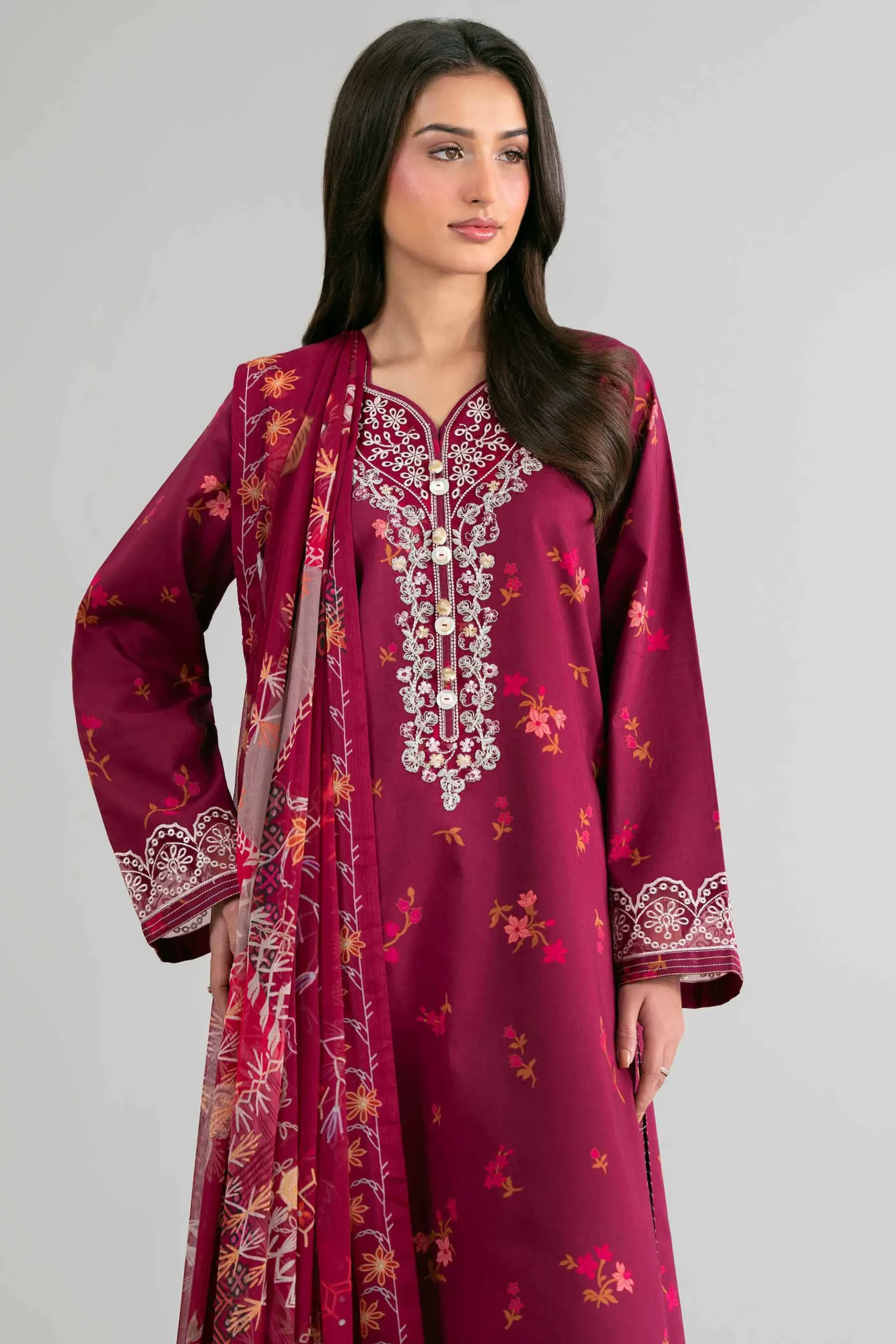 2 Piece - Digital Printed Embroidered Suit - 42601591