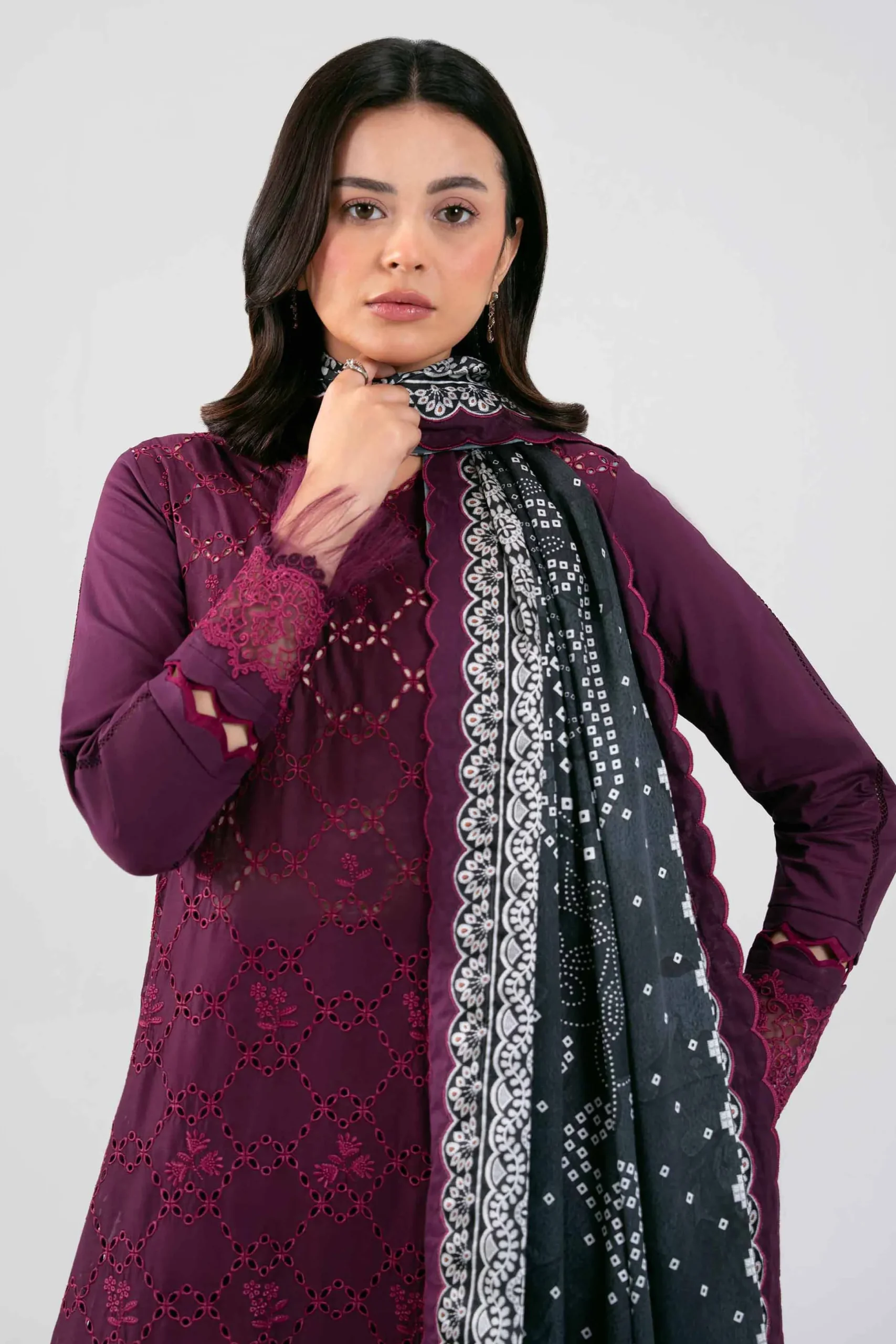 3 Piece - Digital Printed Embroidered Suit - 42601345