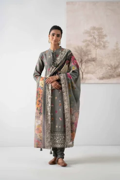 3 Piece - Digital Printed Embroidered Suit - 42502611