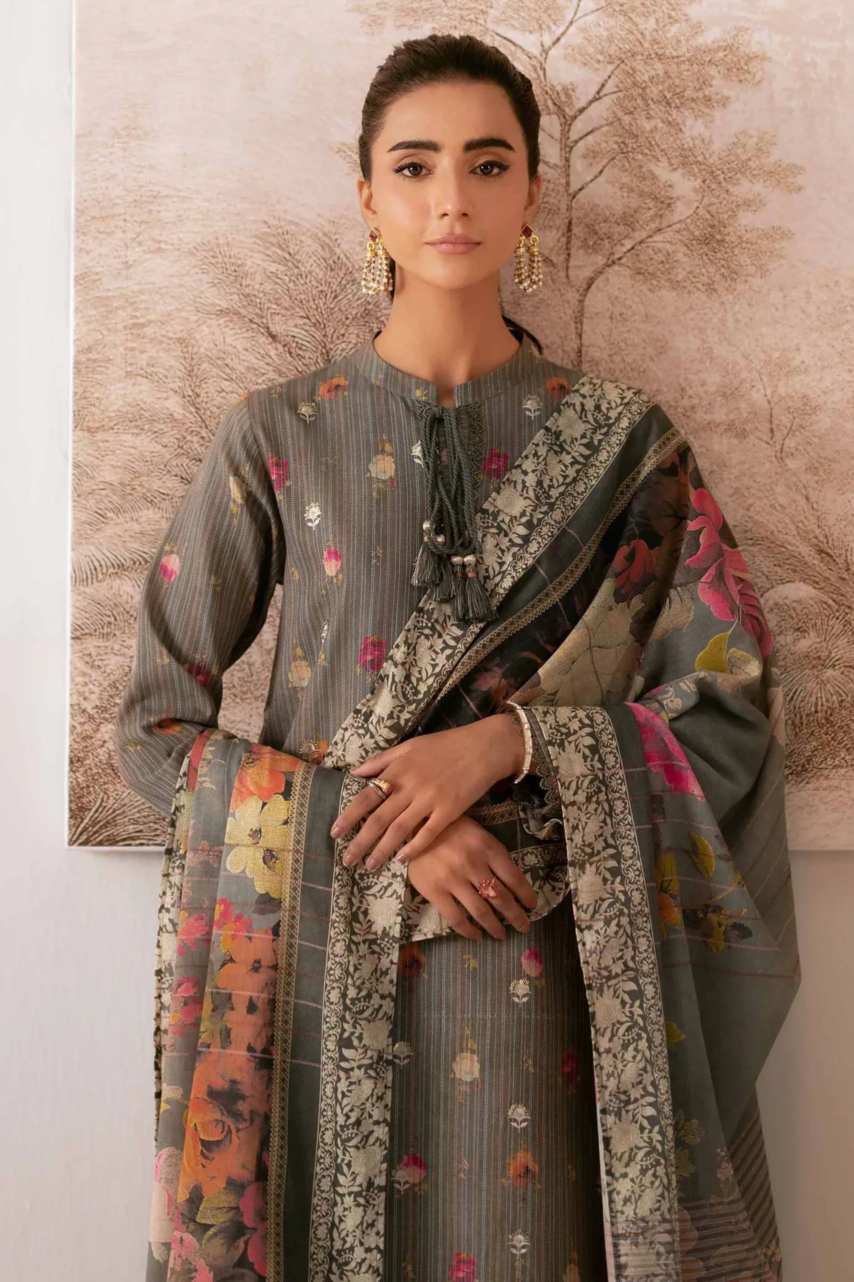 3 Piece - Digital Printed Embroidered Suit - 42502611