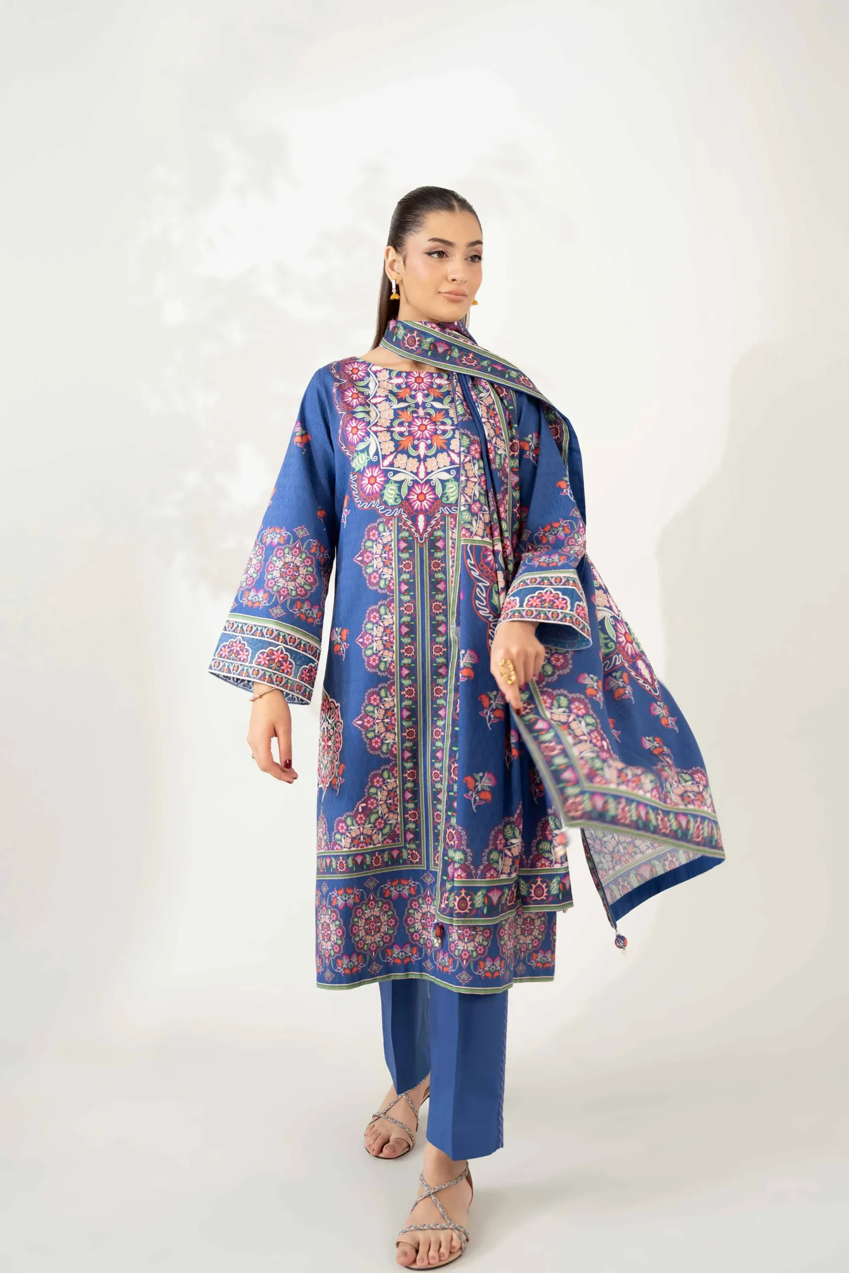 3 Piece - Digital Printed Embroidered Suit - 42502641