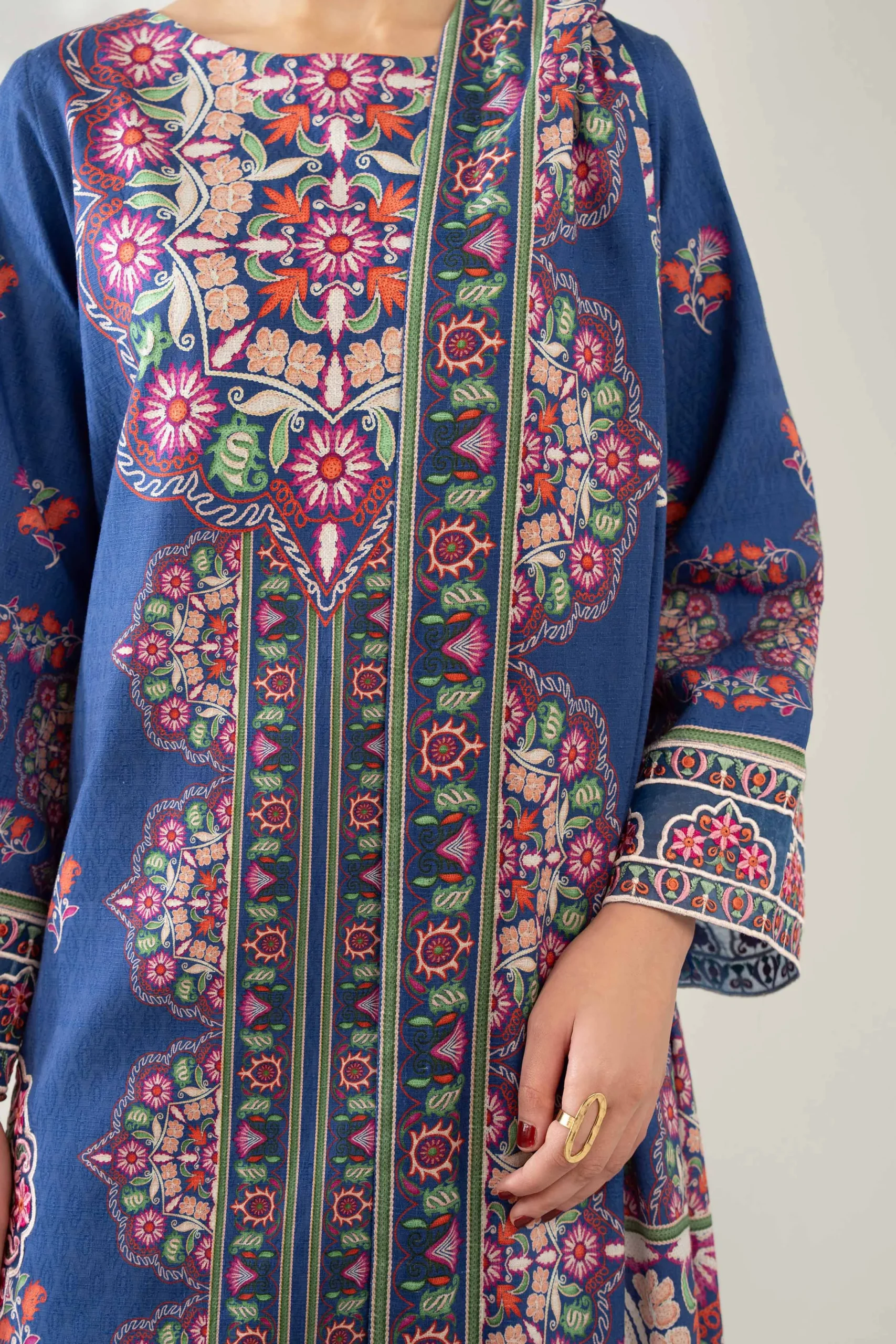3 Piece - Digital Printed Embroidered Suit - 42502641