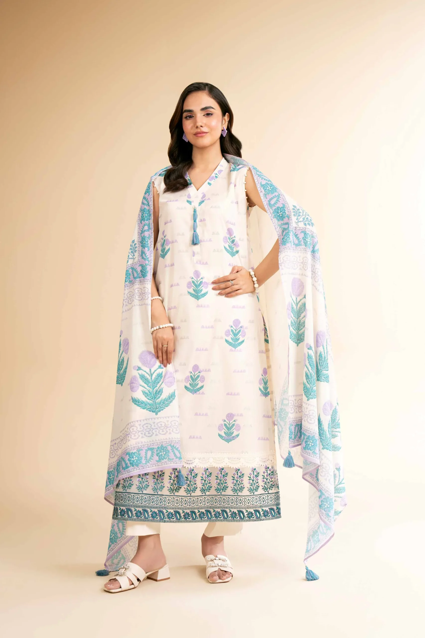 3 Piece - Digital Printed Embroidered Suit - 42501638