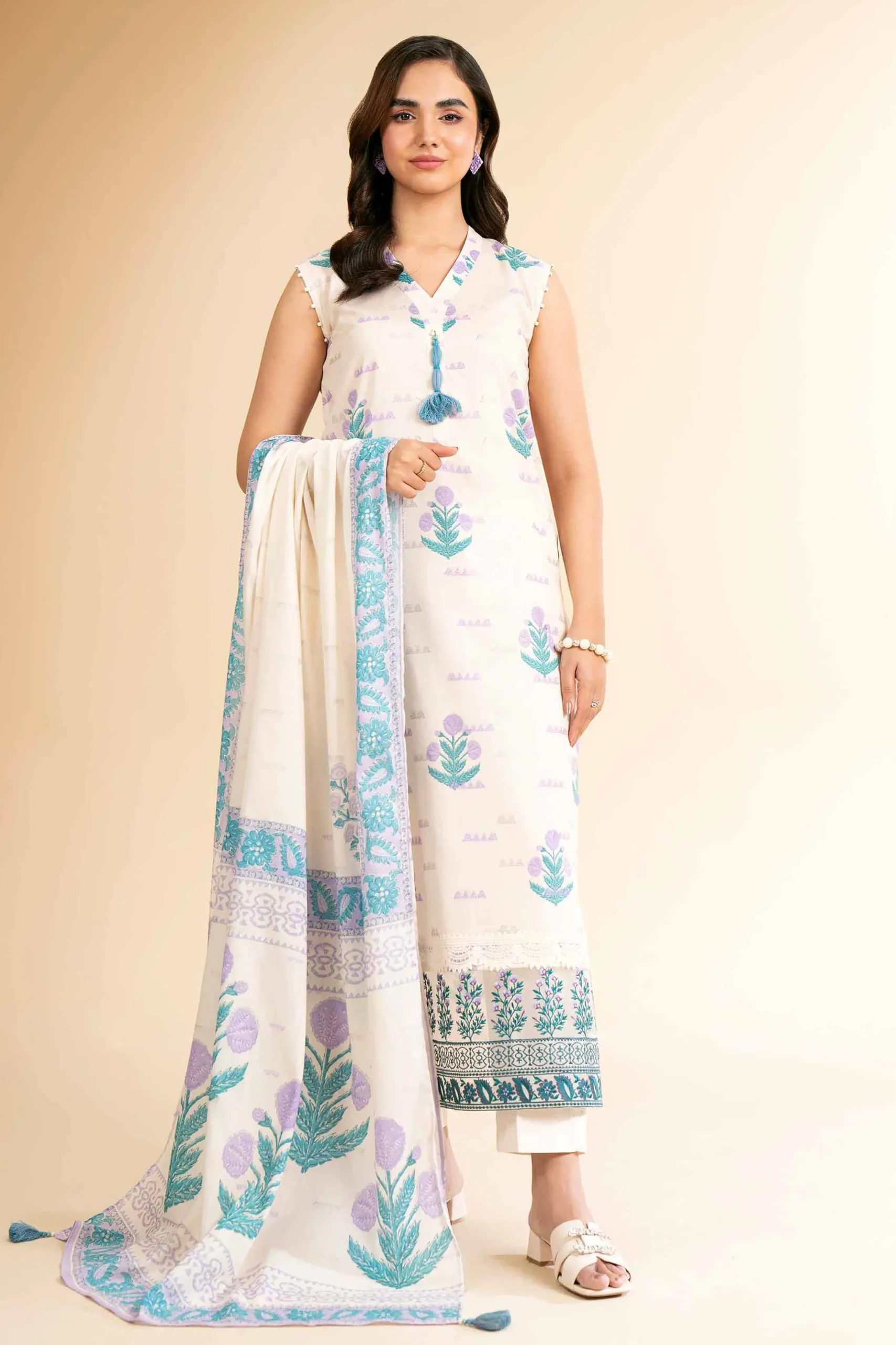 3 Piece - Digital Printed Embroidered Suit - 42501638