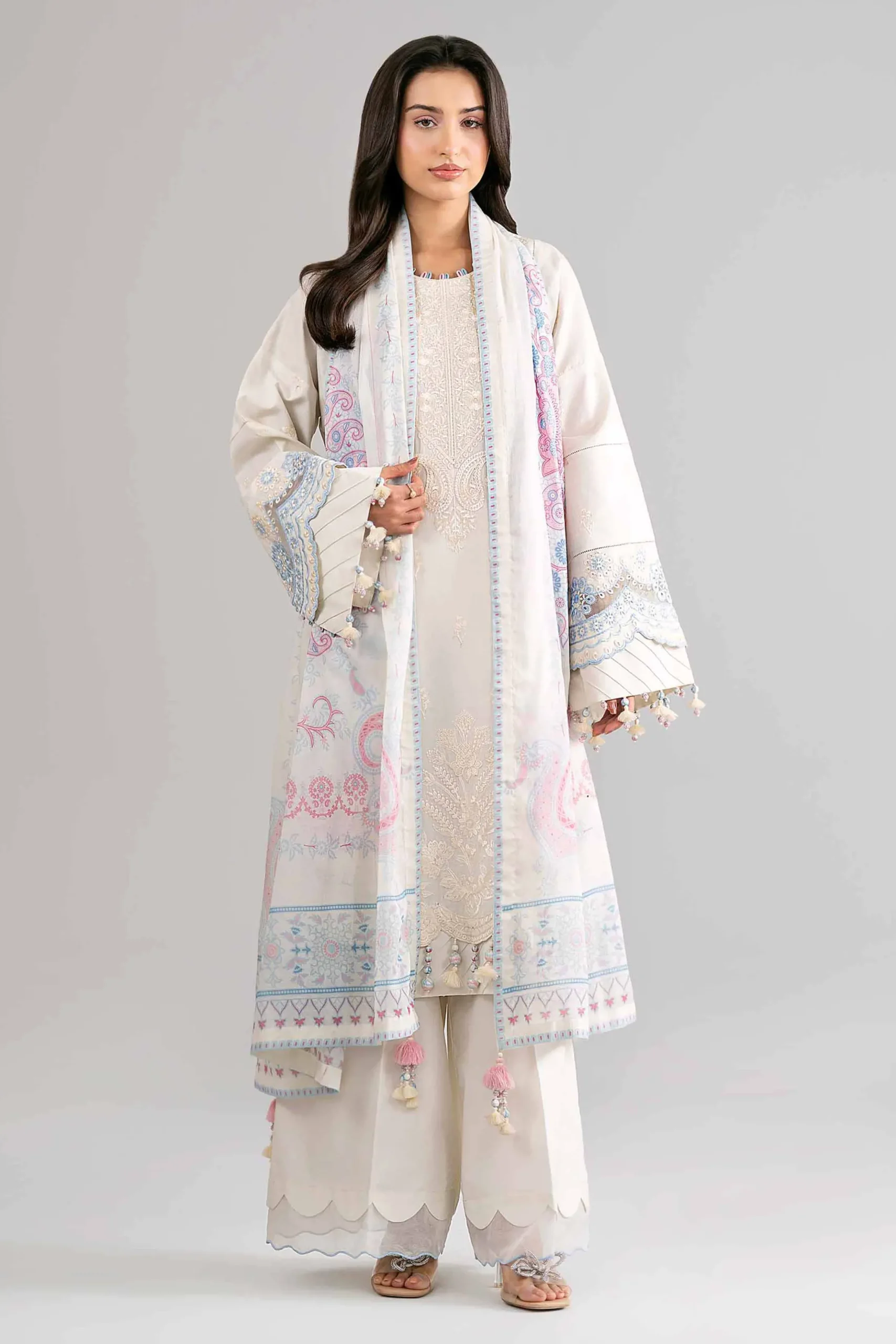 3 Piece - Digital Printed Embroidered Suit - 42601735