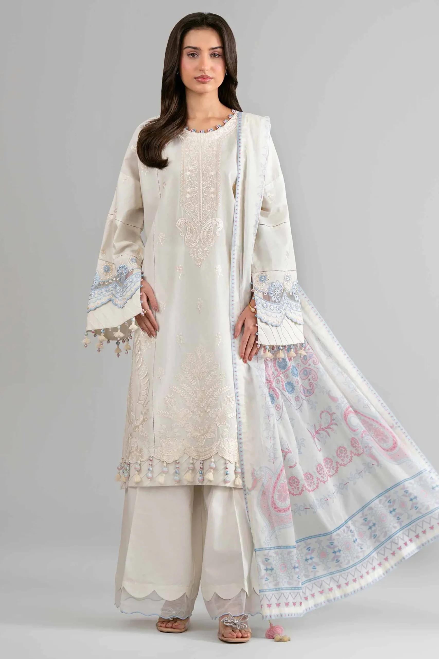 3 Piece - Digital Printed Embroidered Suit - 42601735