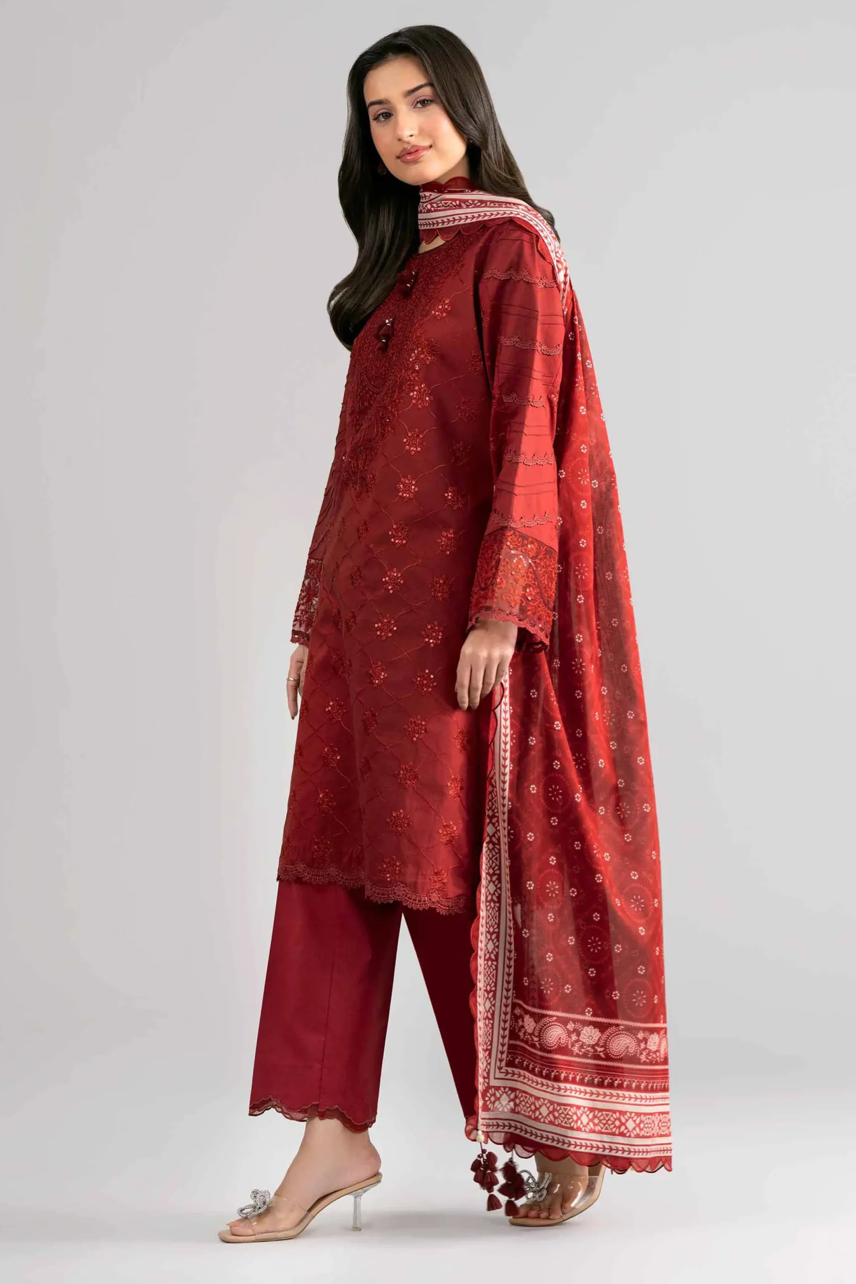 3 Piece - Digital Printed Embroidered Suit - 42601736