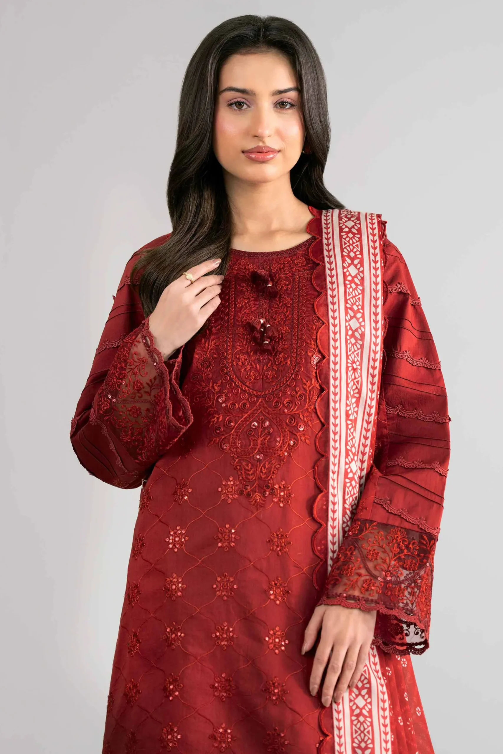 3 Piece - Digital Printed Embroidered Suit - 42601736