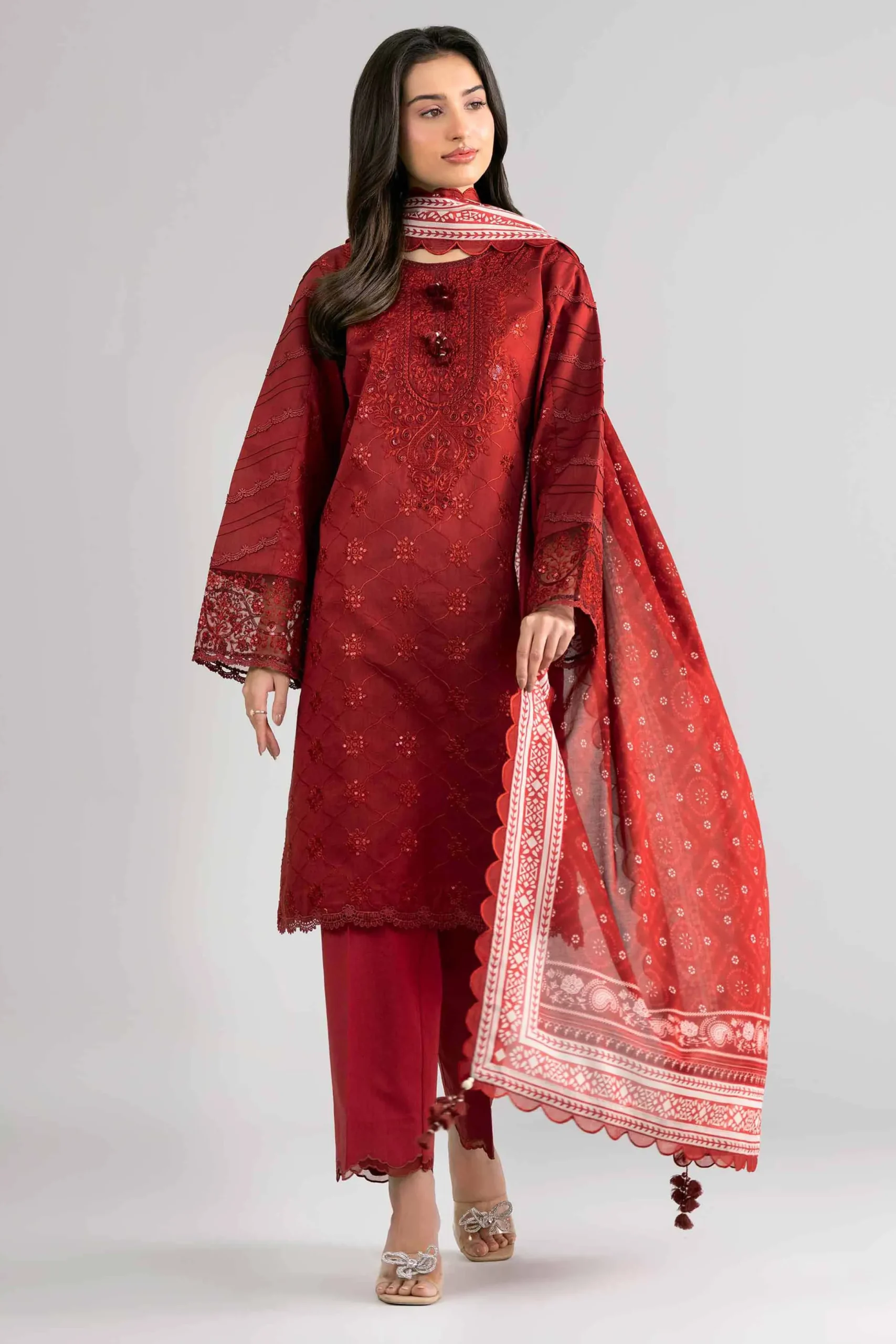 3 Piece - Digital Printed Embroidered Suit - 42601736