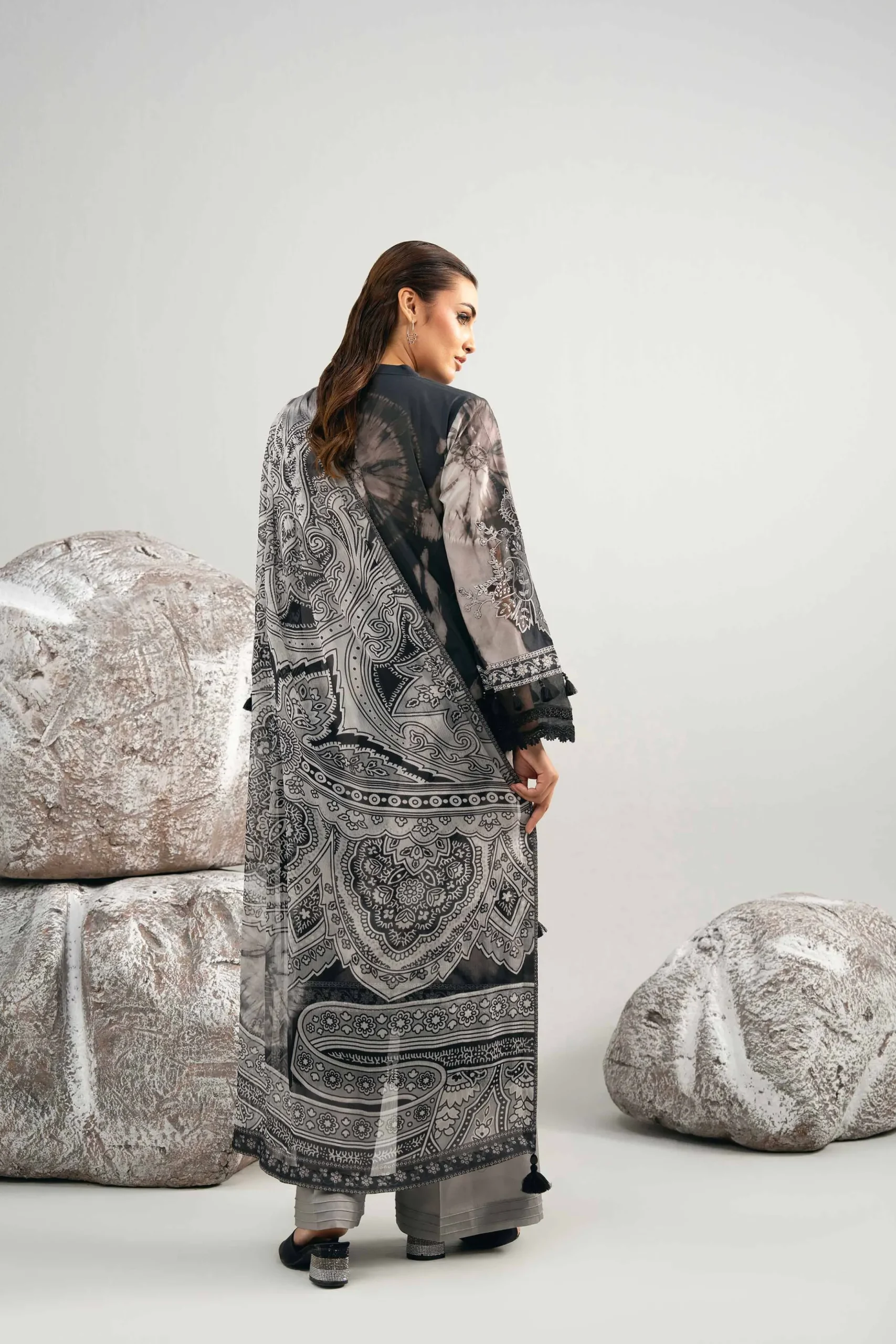 3 Piece - Digital Printed Embroidered Suit - 42502037
