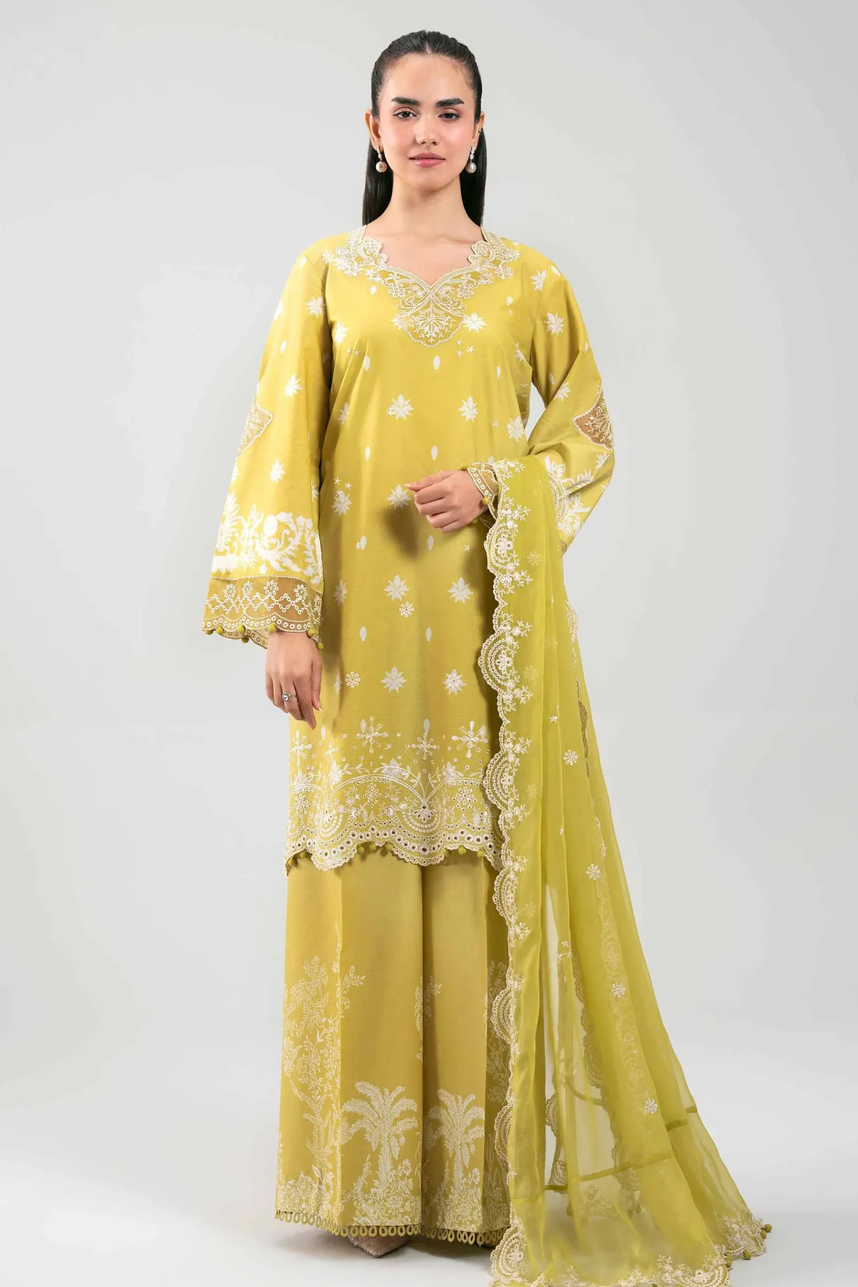 3 Piece - Digital Printed Embroidered Suit - 42601386