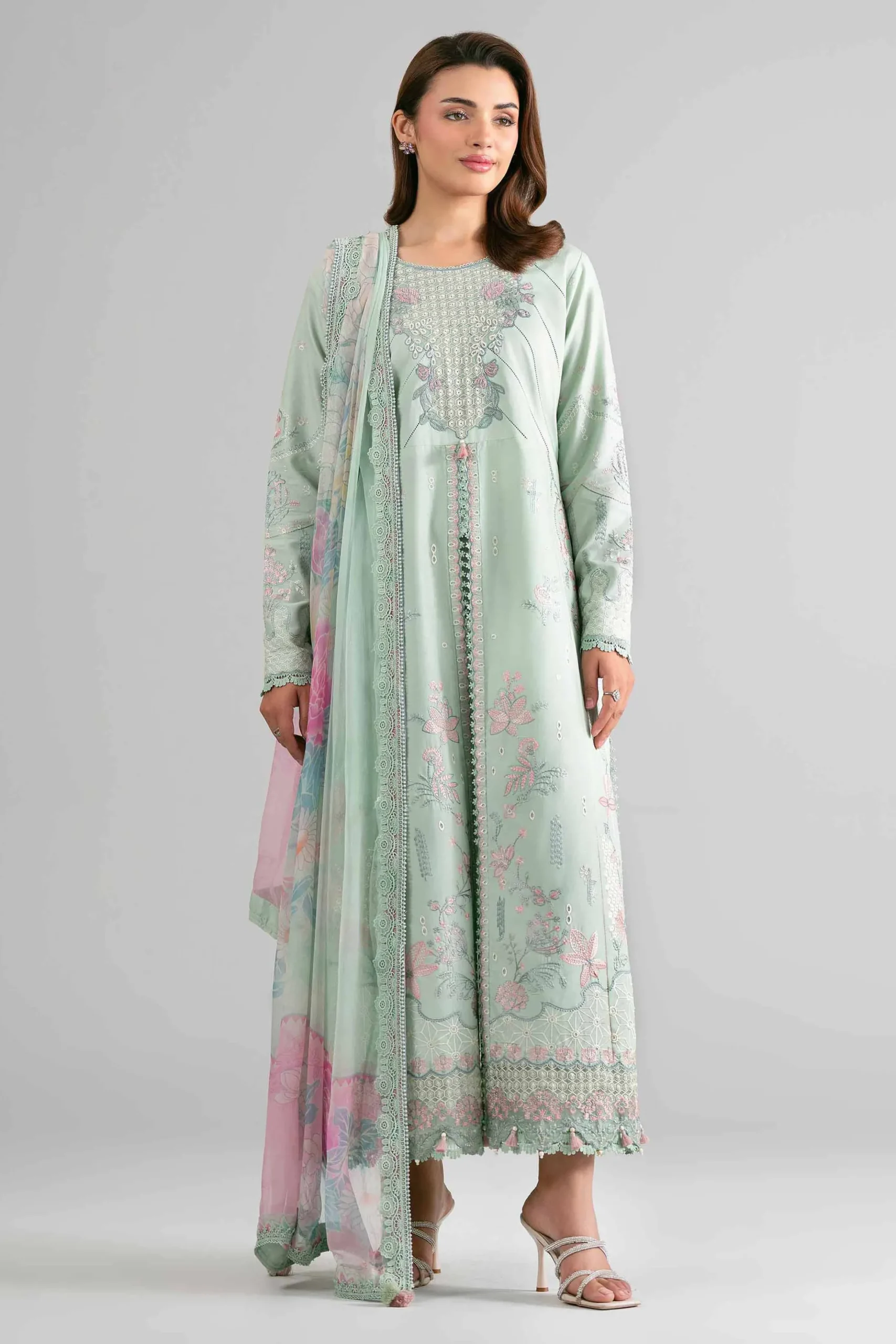 3 Piece - Digital Printed Embroidered Suit - 42601699