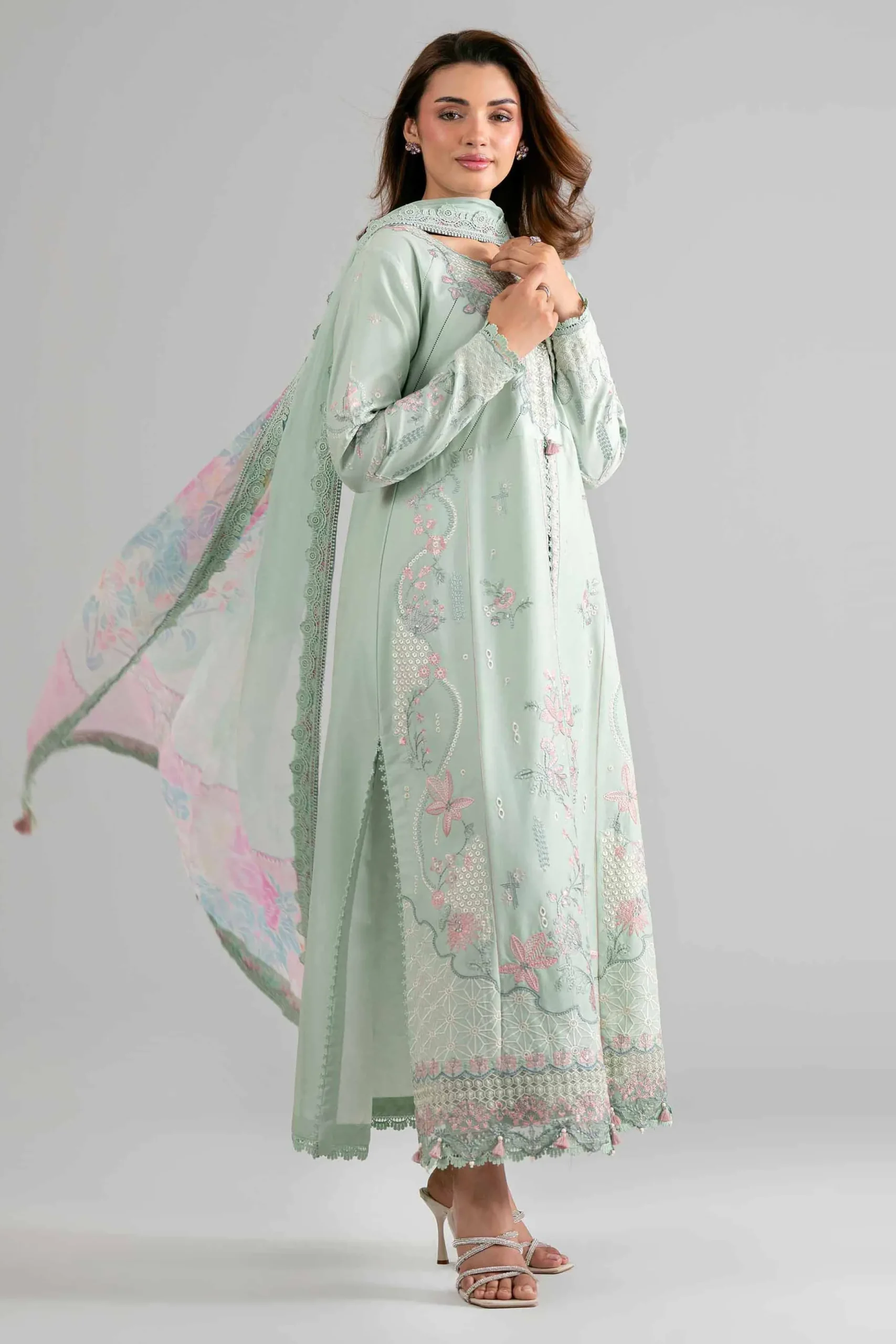 3 Piece - Digital Printed Embroidered Suit - 42601699