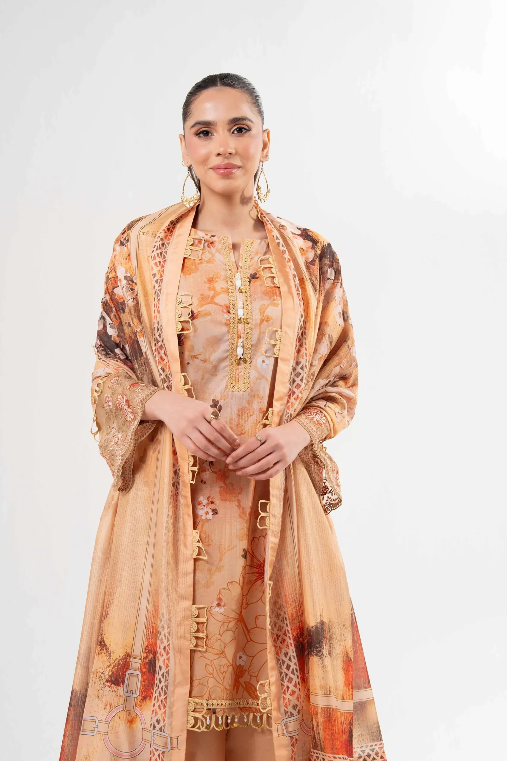 3 Piece - Digital Printed Embroidered Suit - 42502140