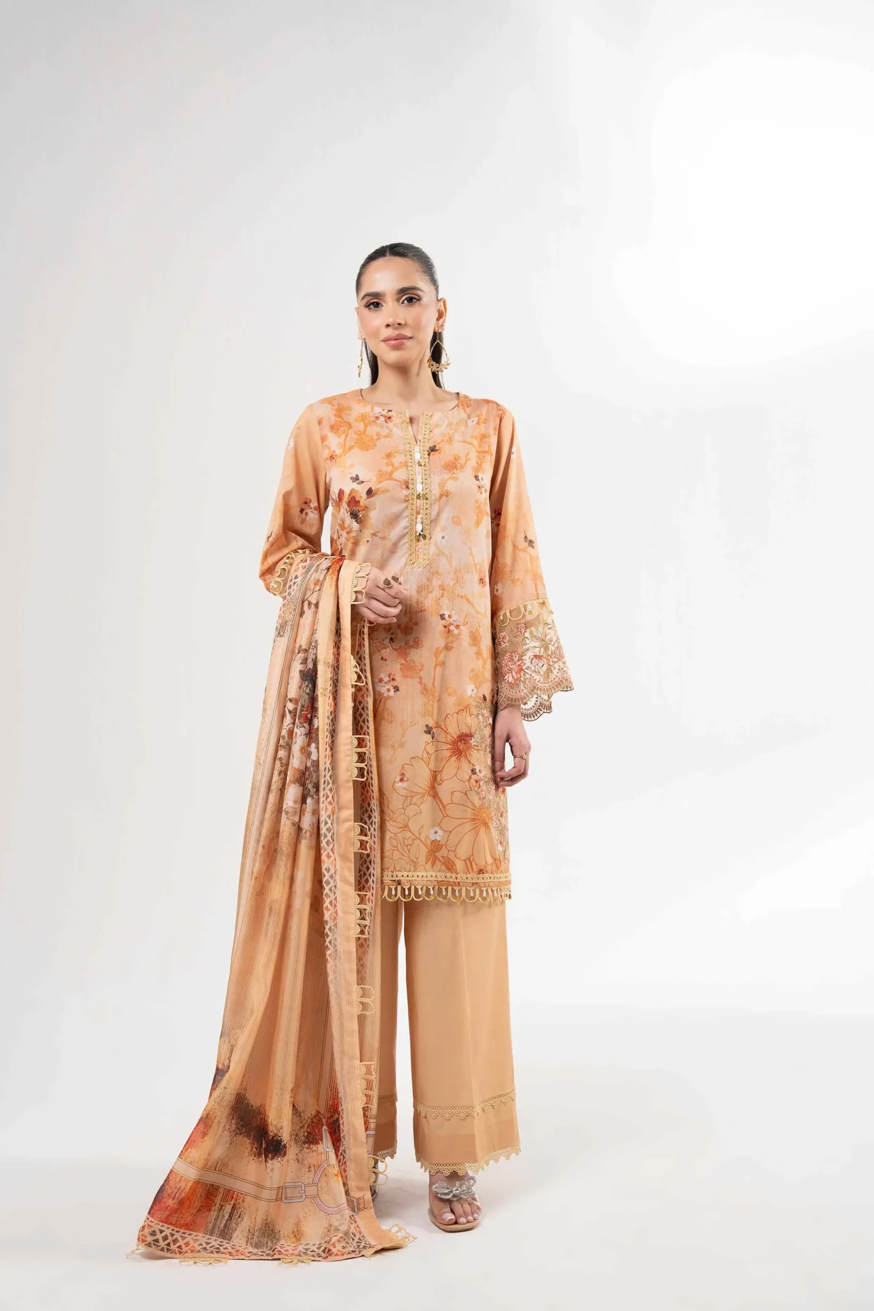 3 Piece - Digital Printed Embroidered Suit - 42502140