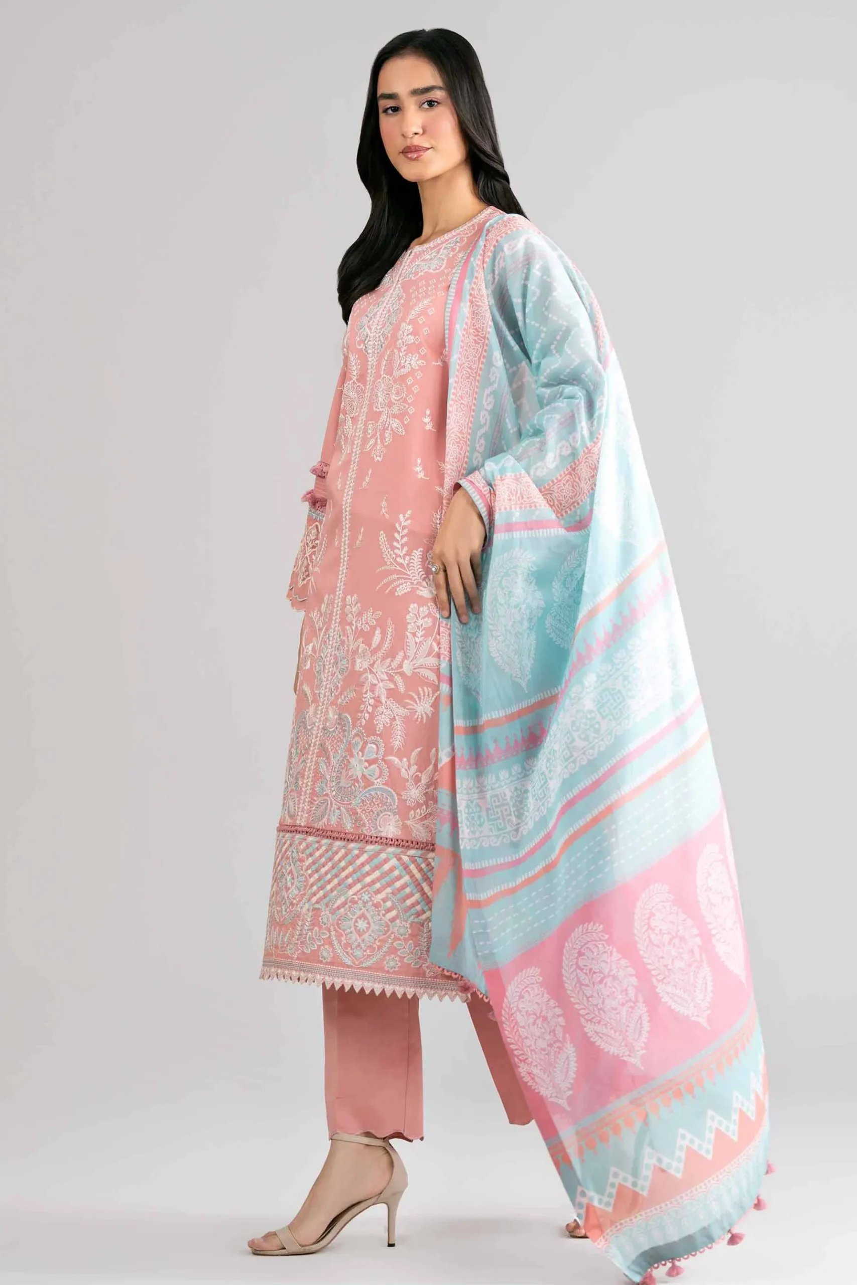 3 Piece - Digital Printed Embroidered Suit - 42601737