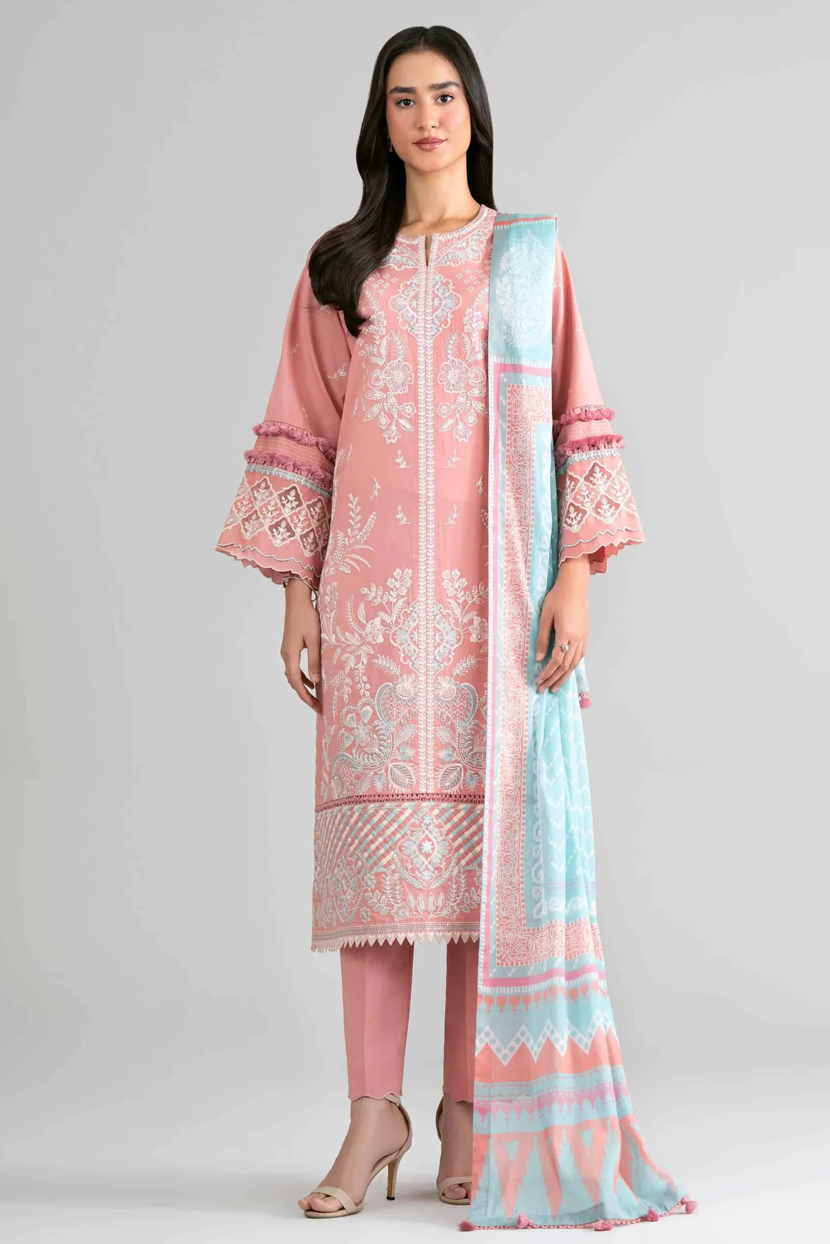 3 Piece - Digital Printed Embroidered Suit - 42601737