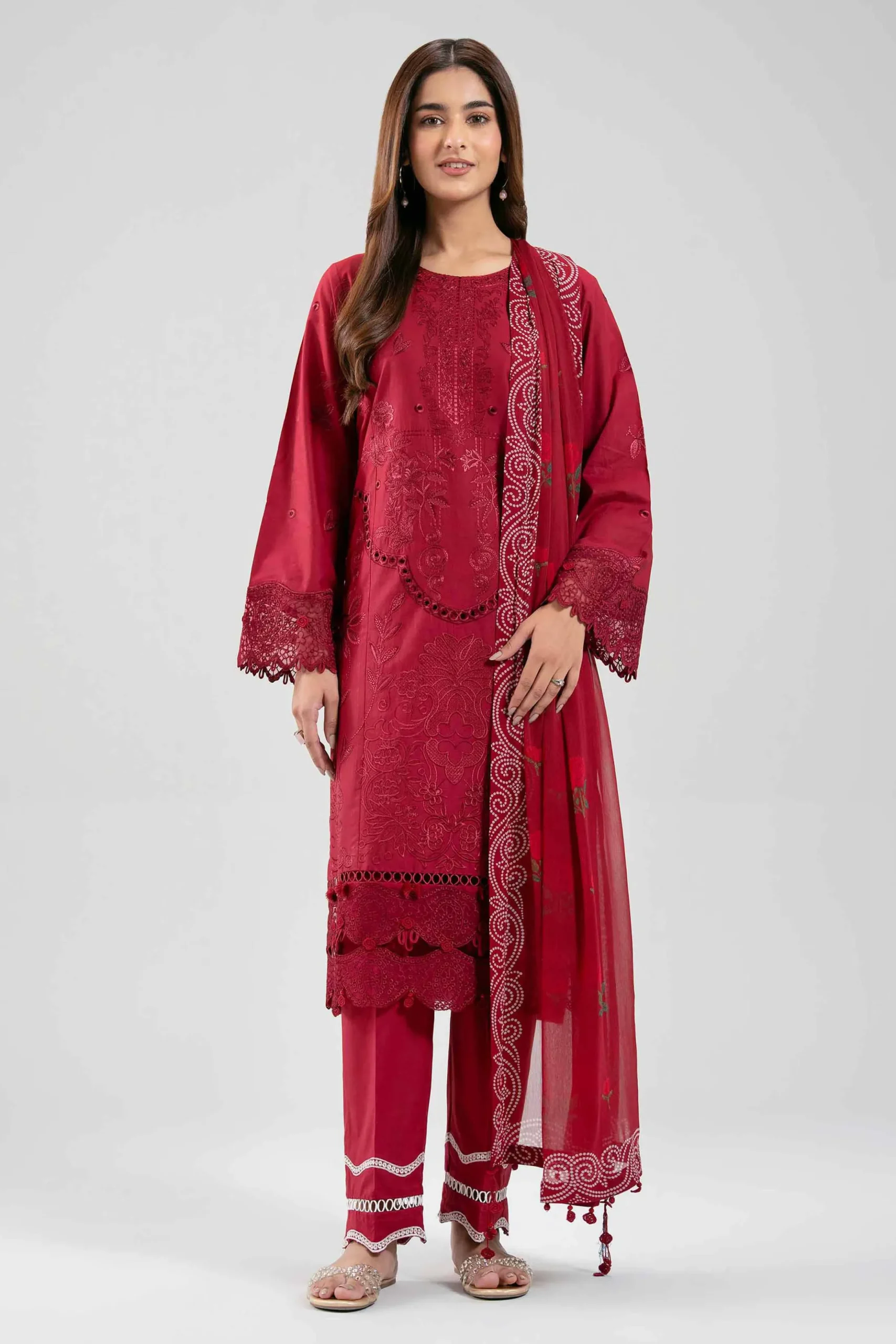 3 Piece - Digital Printed Embroidered Suit - 42601285