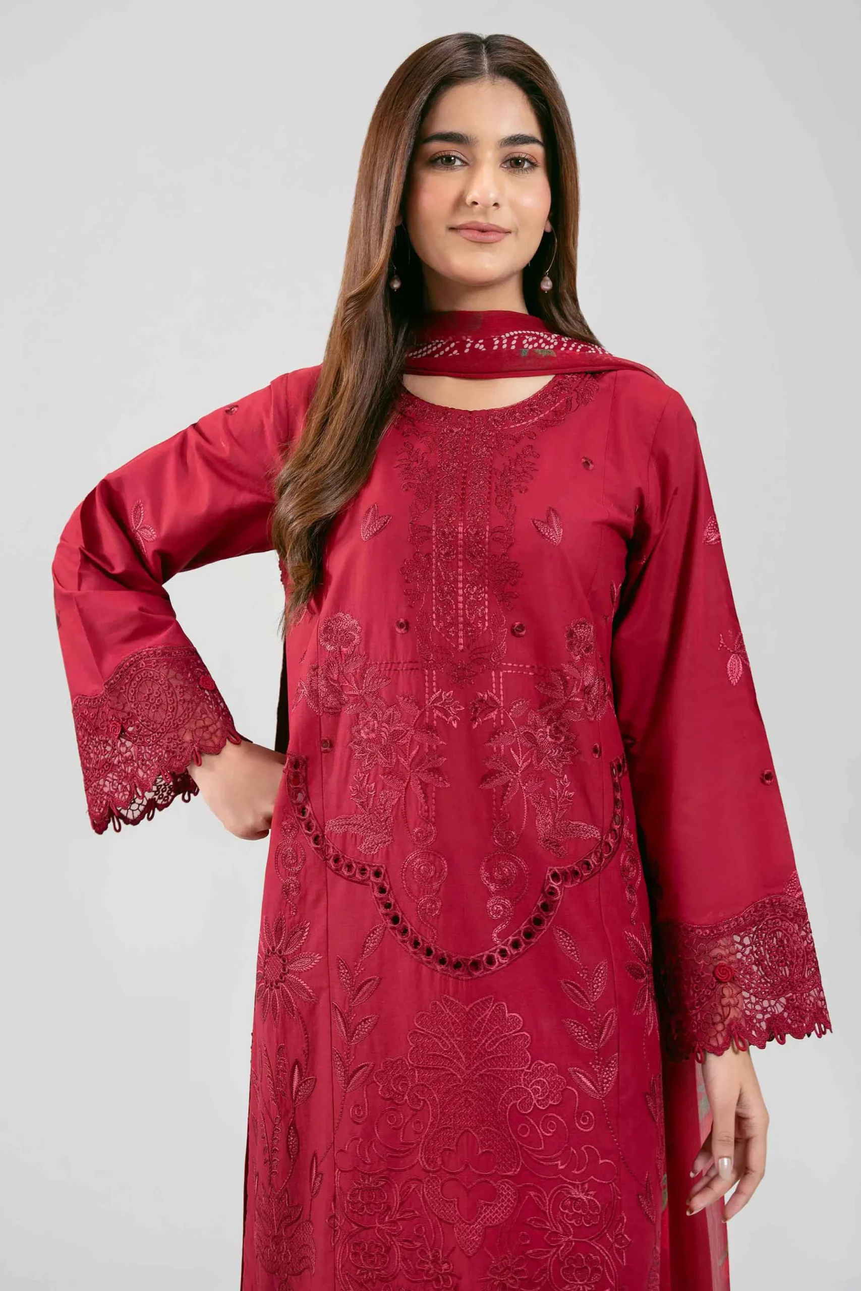 3 Piece - Digital Printed Embroidered Suit - 42601285