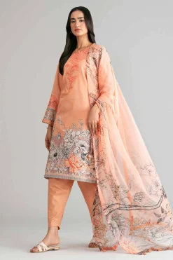 3 Piece - Digital Printed Embroidered Suit - 42601563