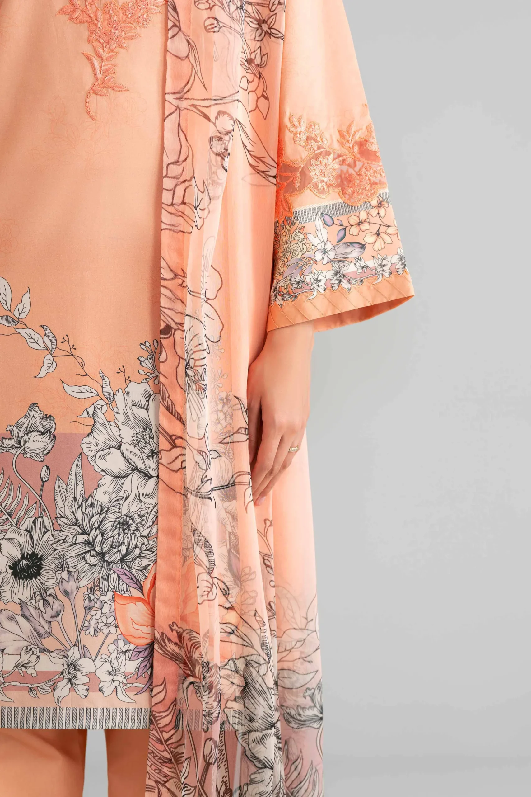 3 Piece - Digital Printed Embroidered Suit - 42601563