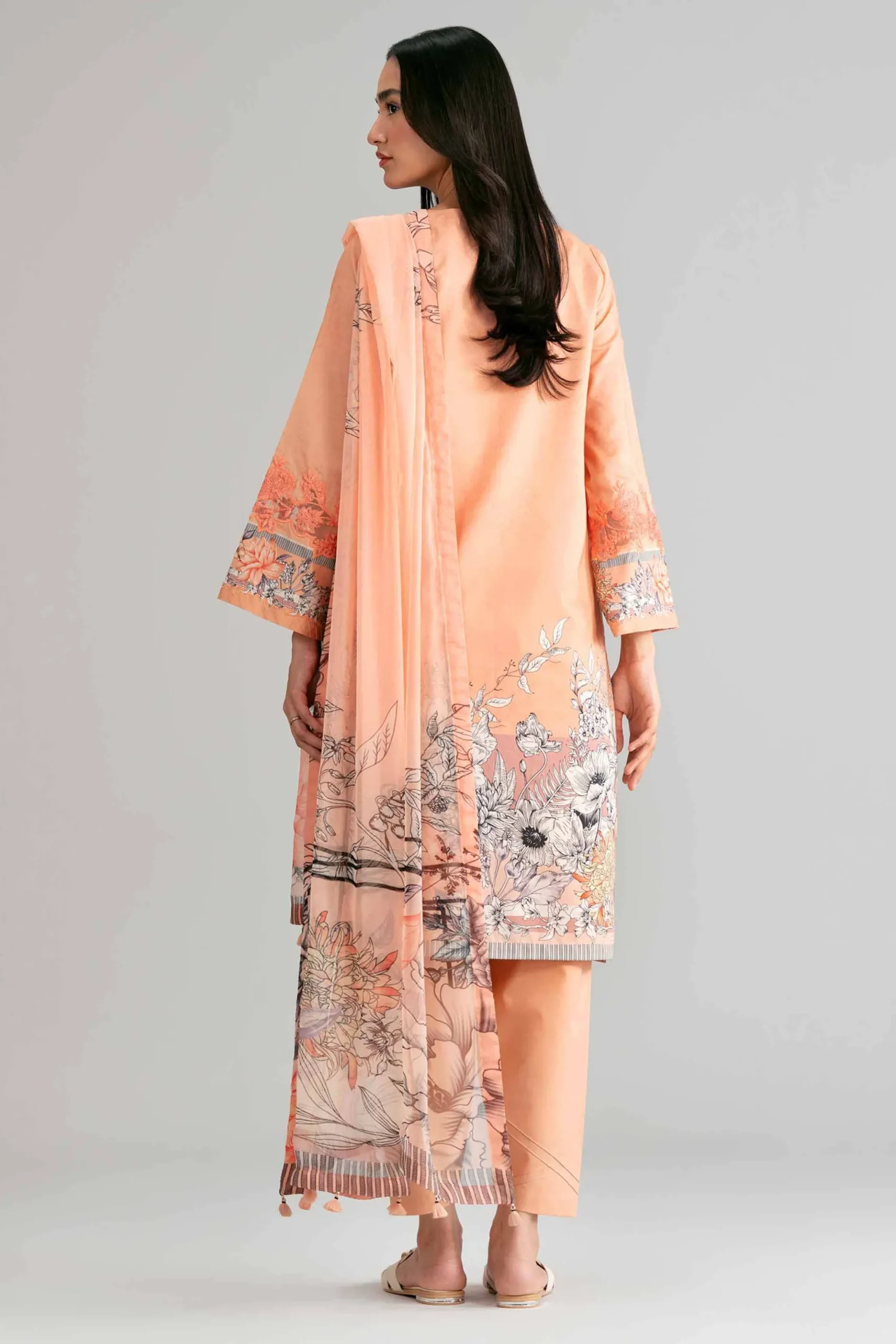 3 Piece - Digital Printed Embroidered Suit - 42601563