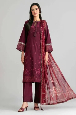 3 Piece - Digital Printed Embroidered Suit - 42601546