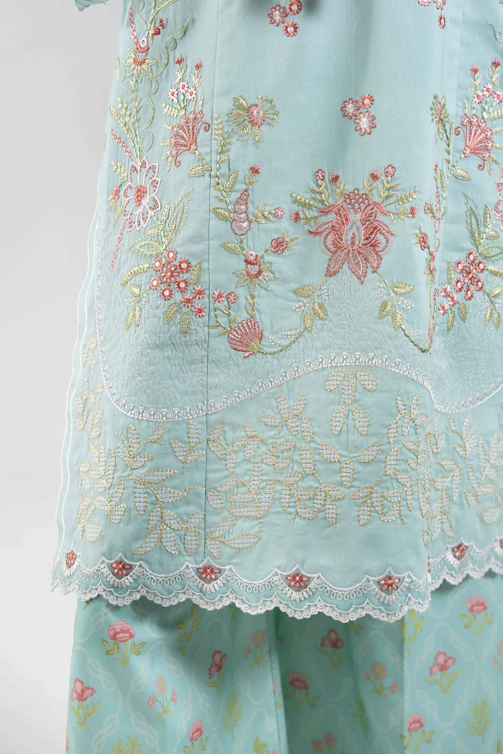 2 Piece - Digital Printed Embroidered Suit - 42601084