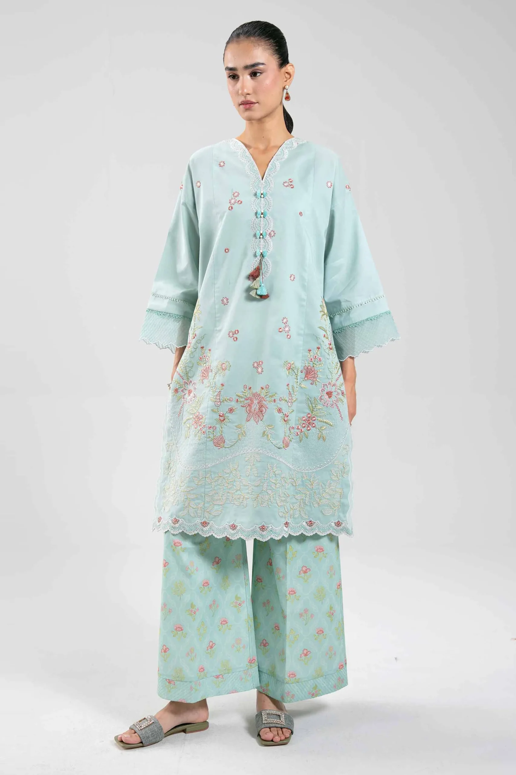 2 Piece - Digital Printed Embroidered Suit - 42601084