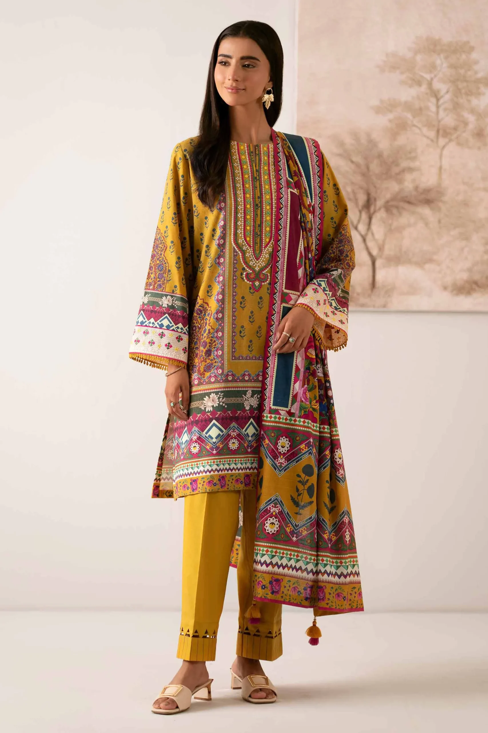 3 Piece - Digital Printed Embroidered Suit - 42502646