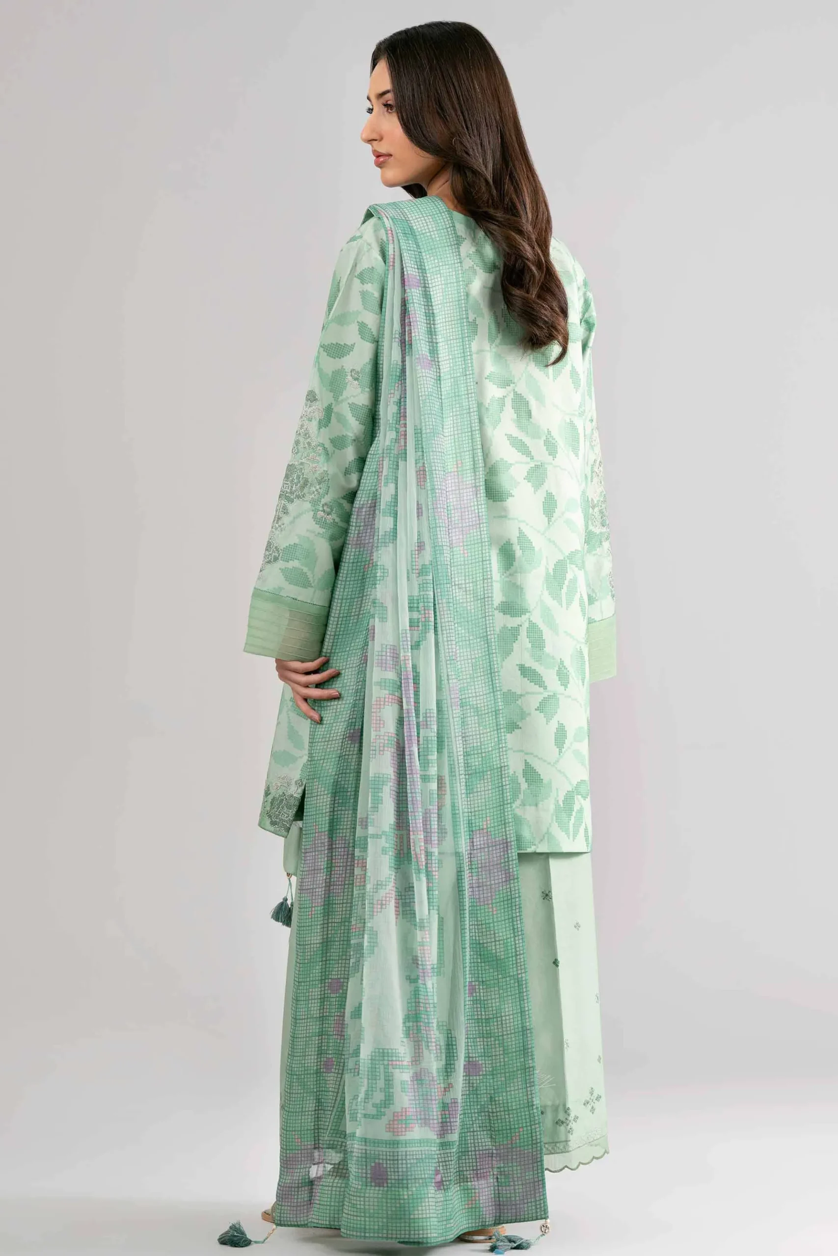 3 Piece - Digital Printed Embroidered Suit - 42601743
