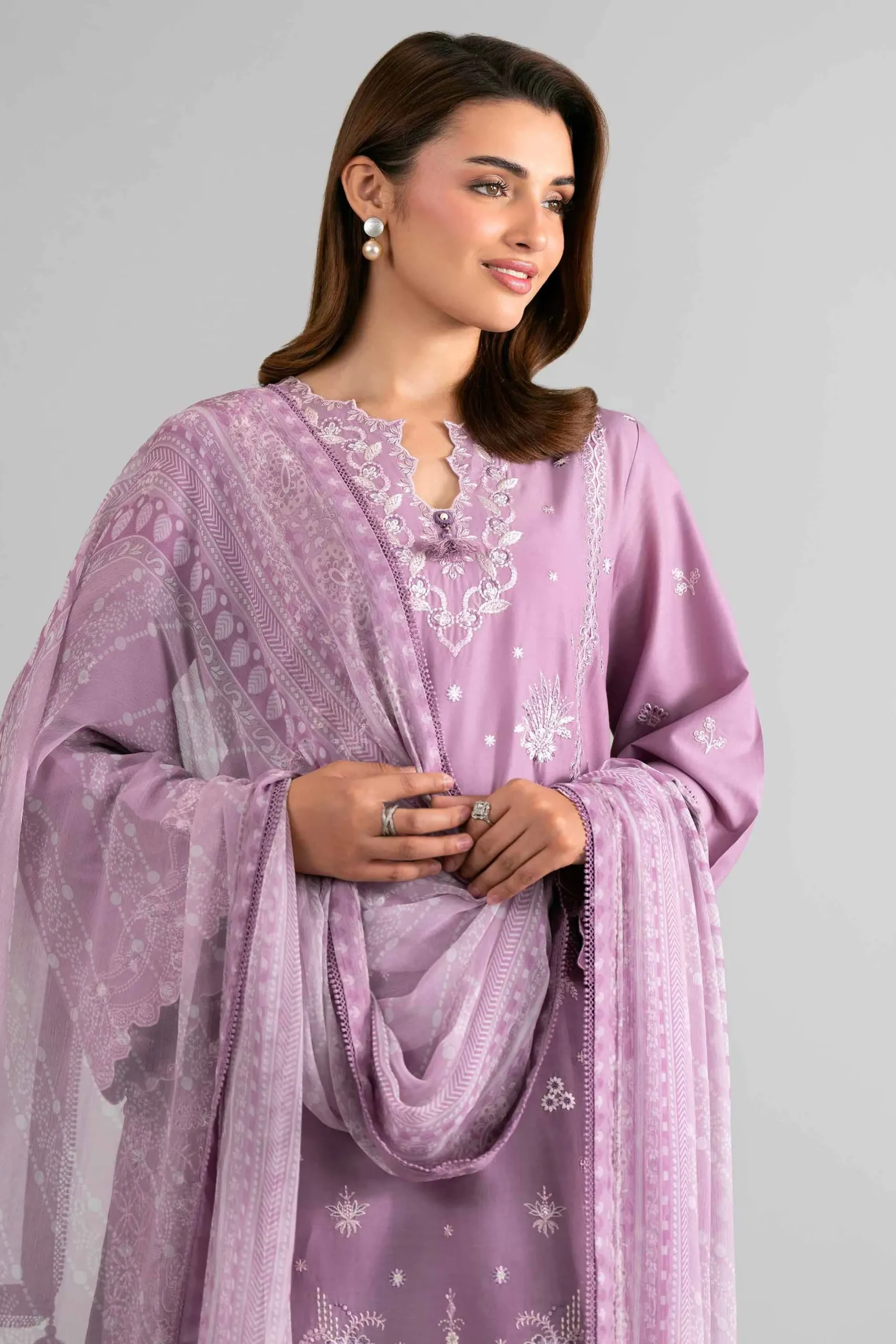 3 Piece - Digital Printed Embroidered Suit - 42601702