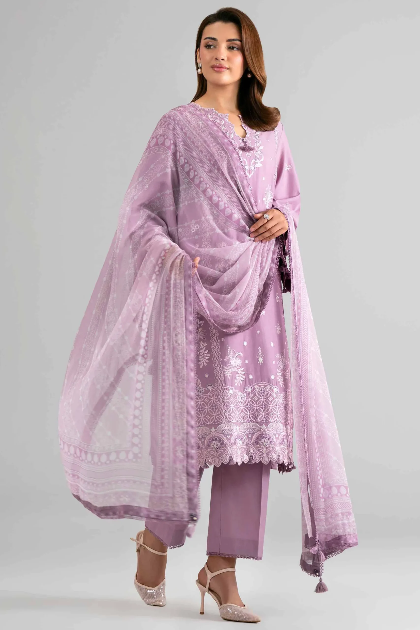 3 Piece - Digital Printed Embroidered Suit - 42601702