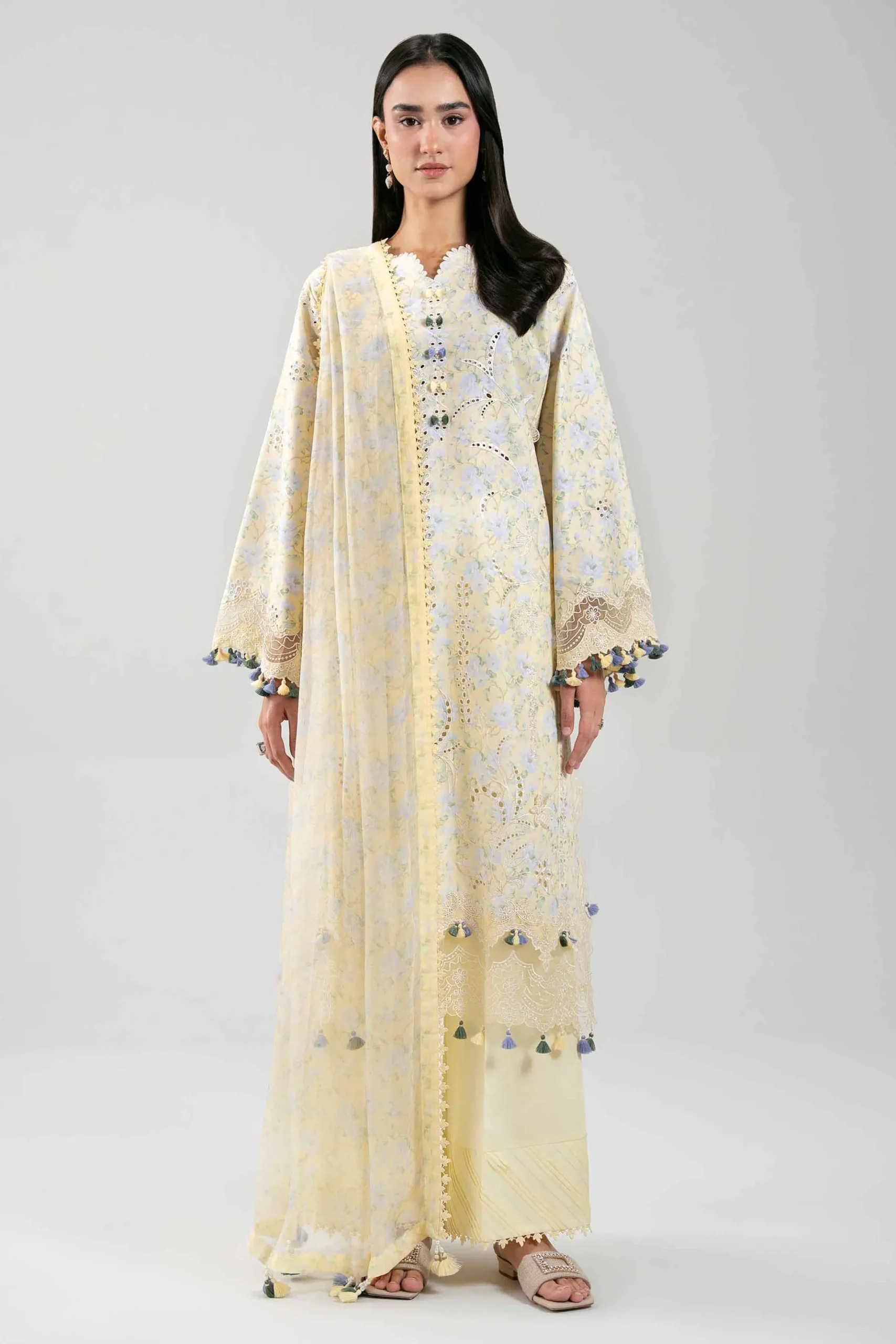 3 Piece - Digital Printed Embroidered Suit - 42601396