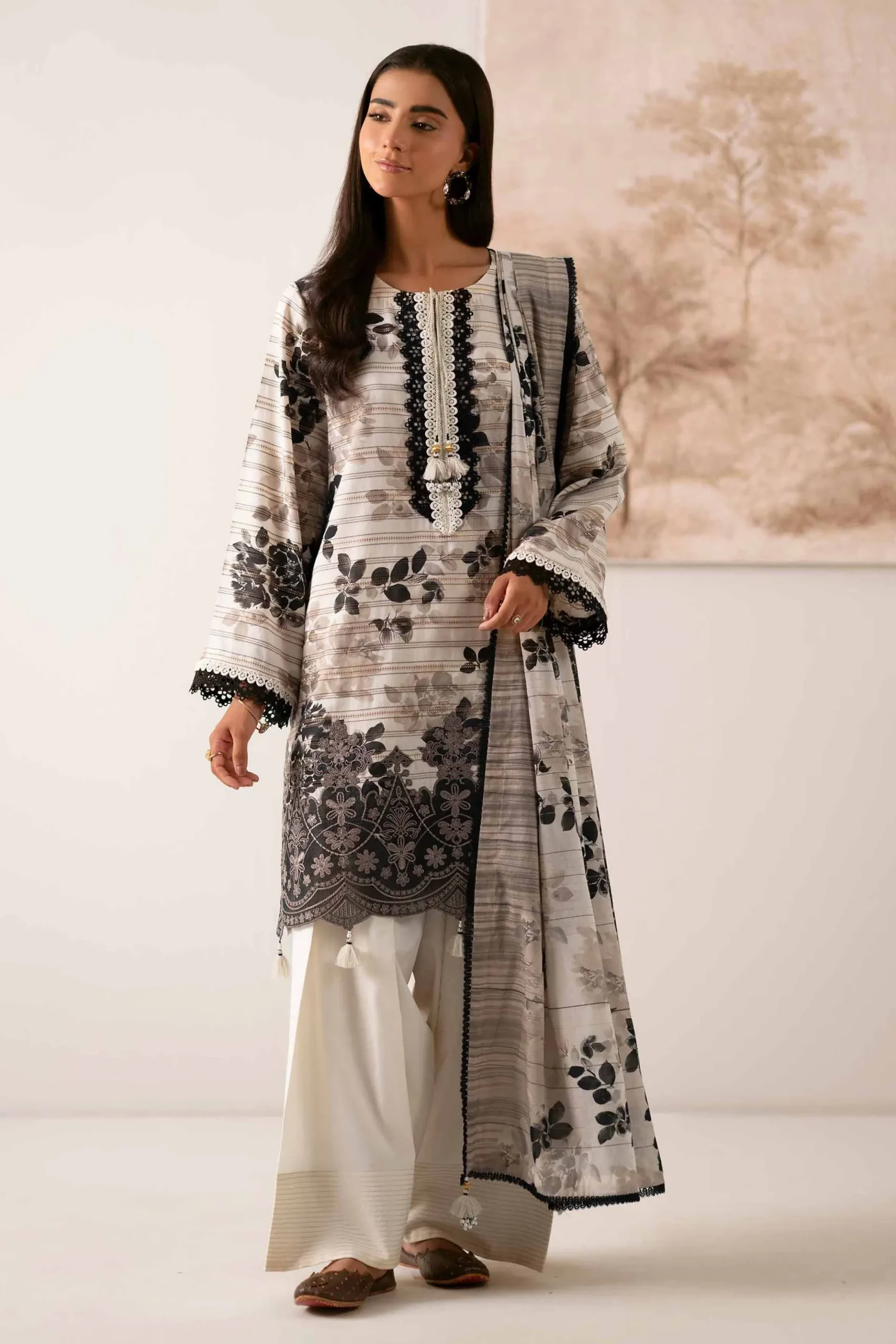 3 Piece - Digital Printed Embroidered Suit - 42502610
