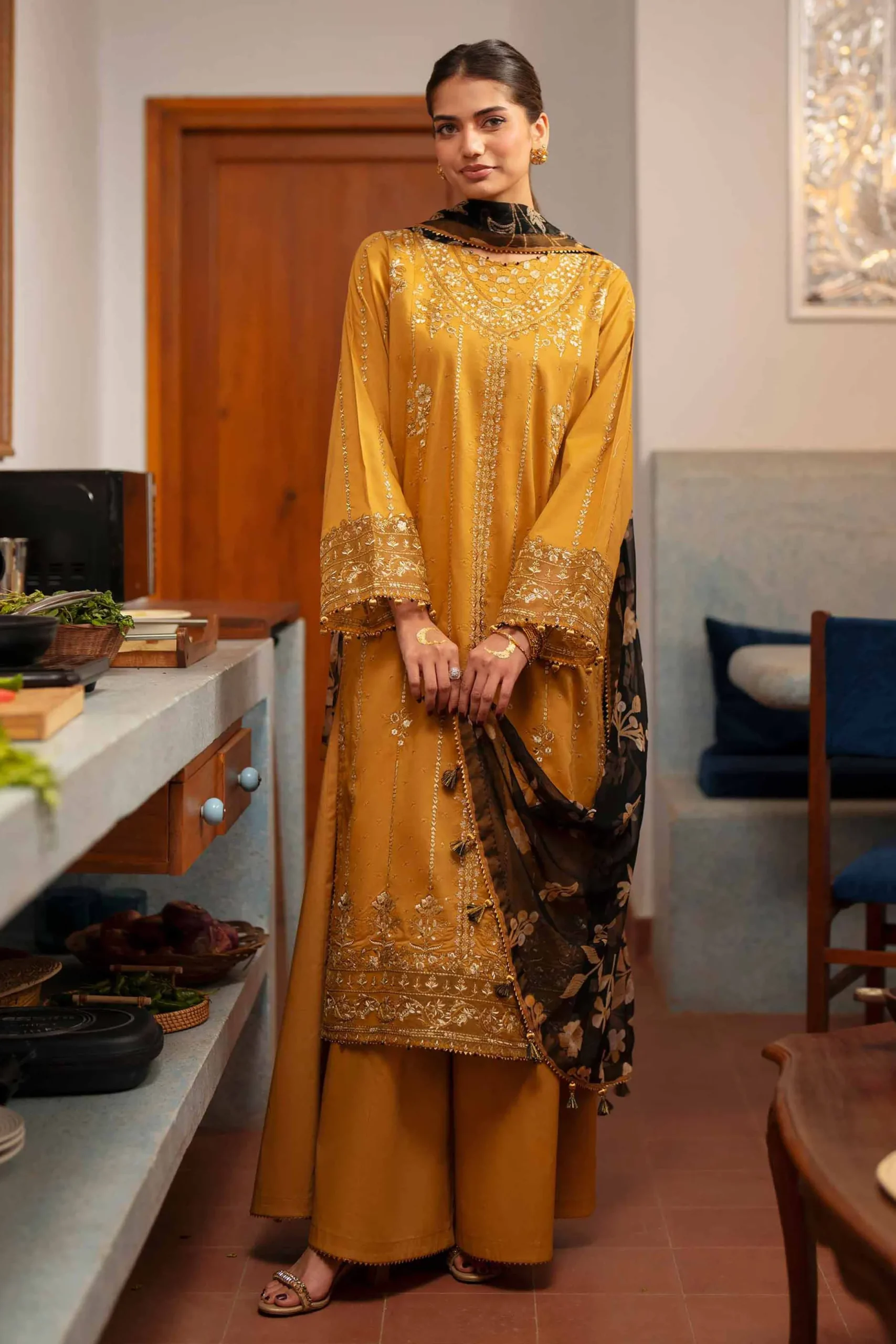 3 Piece - Digital Printed Embroidered Suit - 42601771