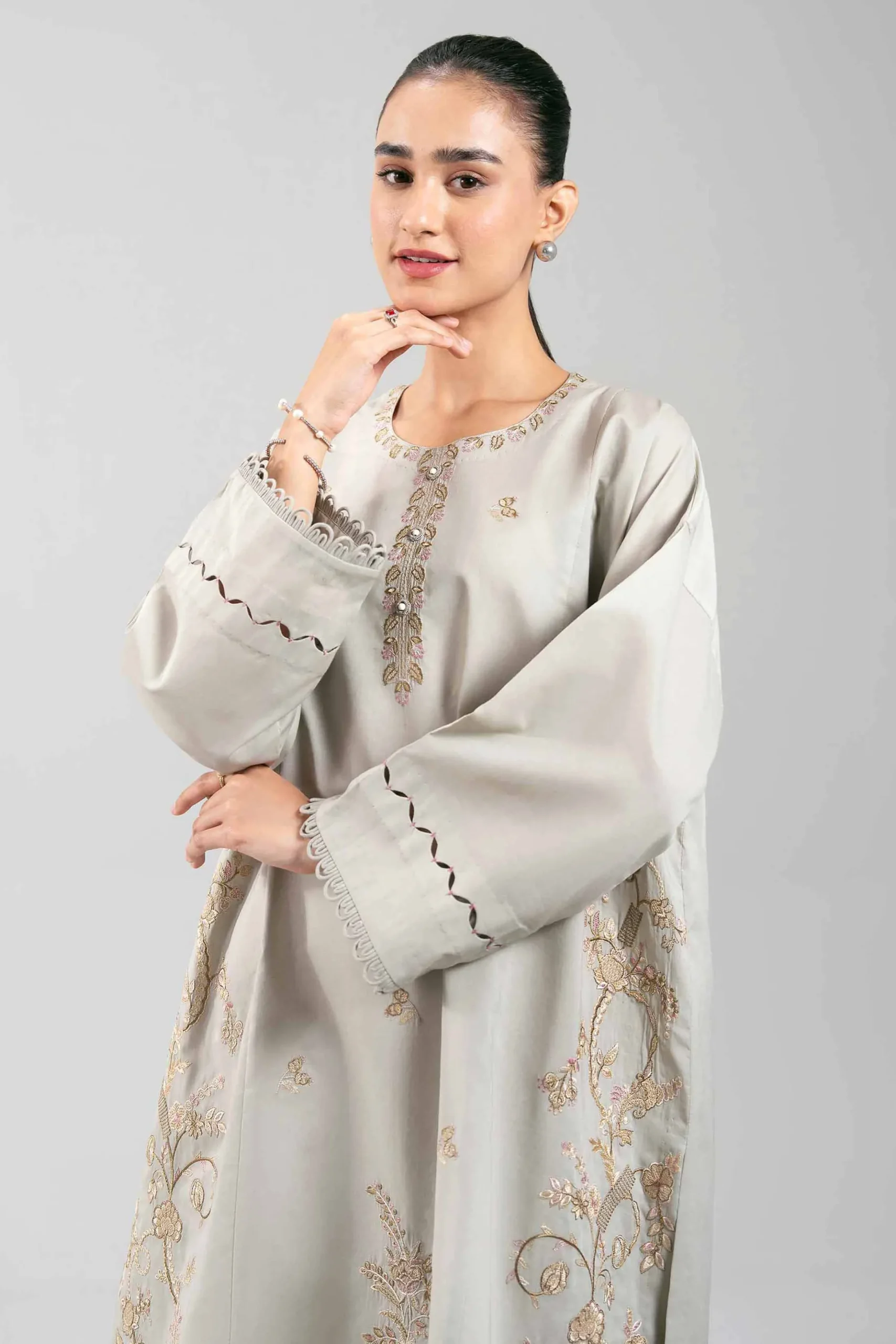 2 Piece - Digital Printed Embroidered Suit - 42601085