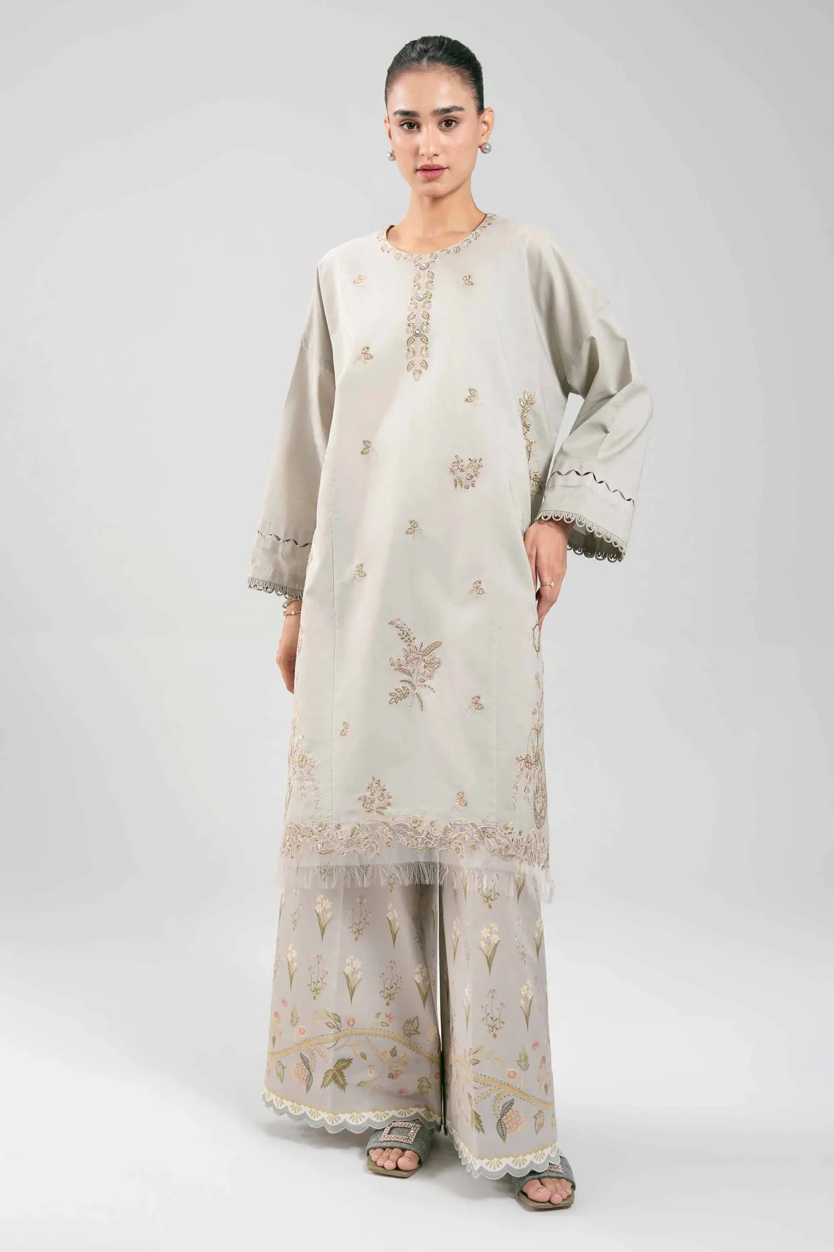 2 Piece - Digital Printed Embroidered Suit - 42601085