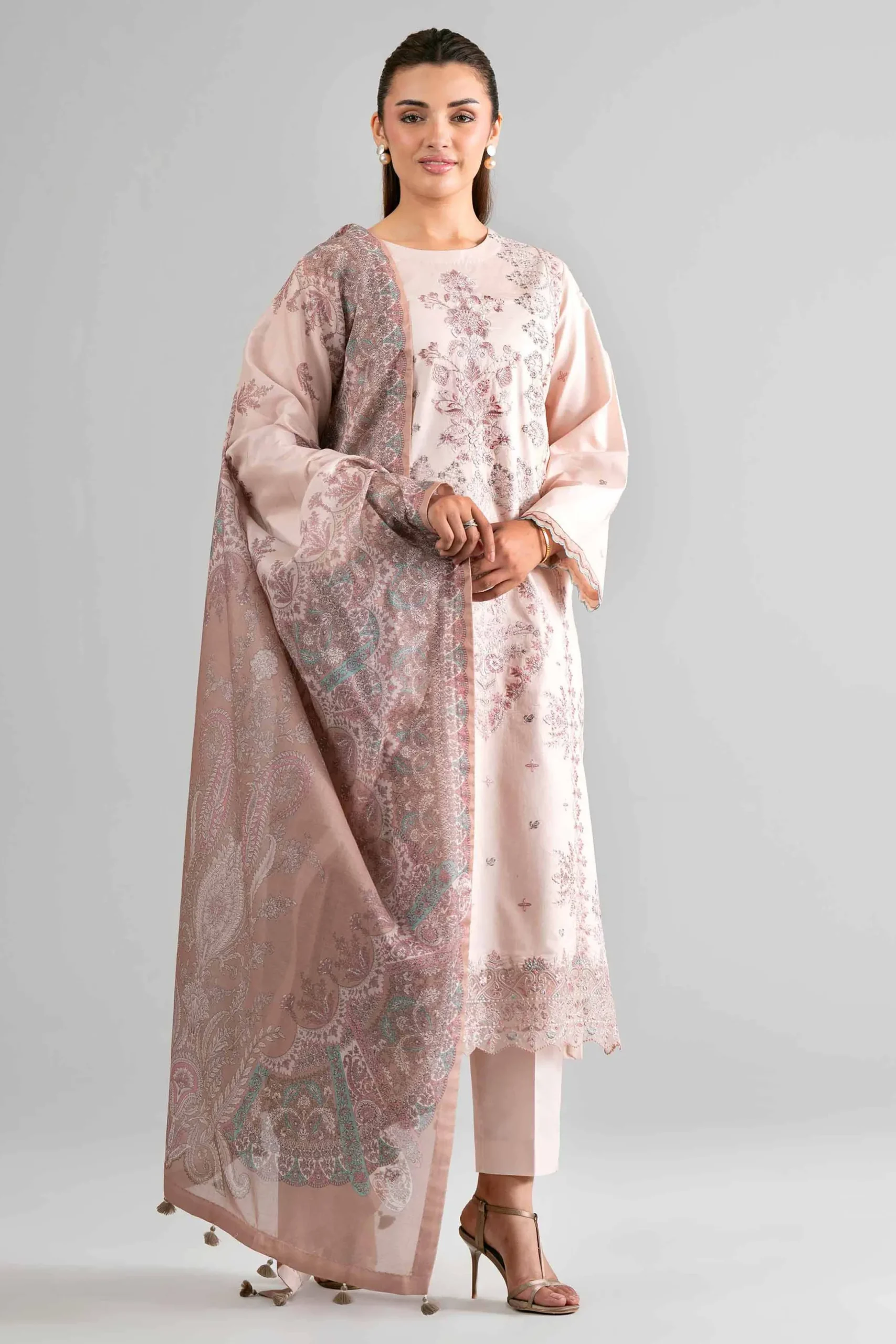 3 Piece - Digital Printed Embroidered Suit - 42601732