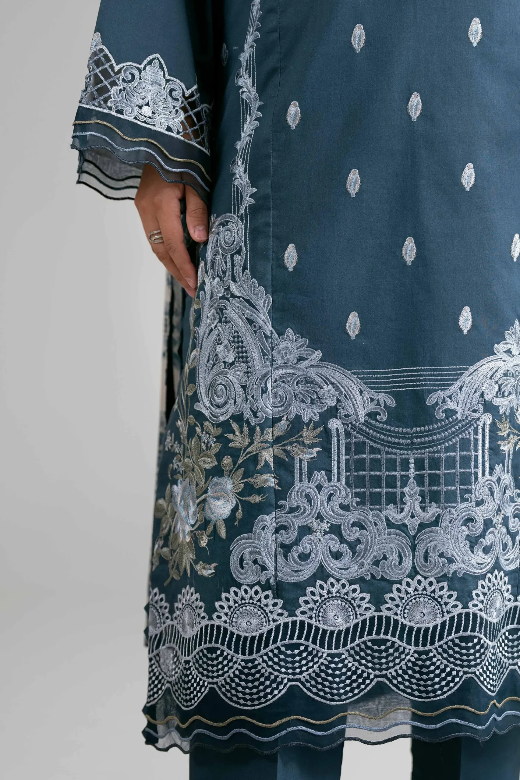 3 Piece - Digital Printed Embroidered Suit - 42601731
