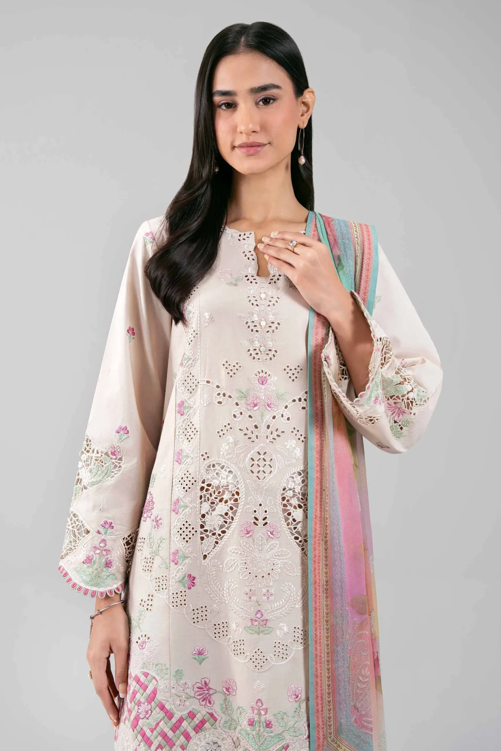 3 Piece - Digital Printed Embroidered Suit - 42601287