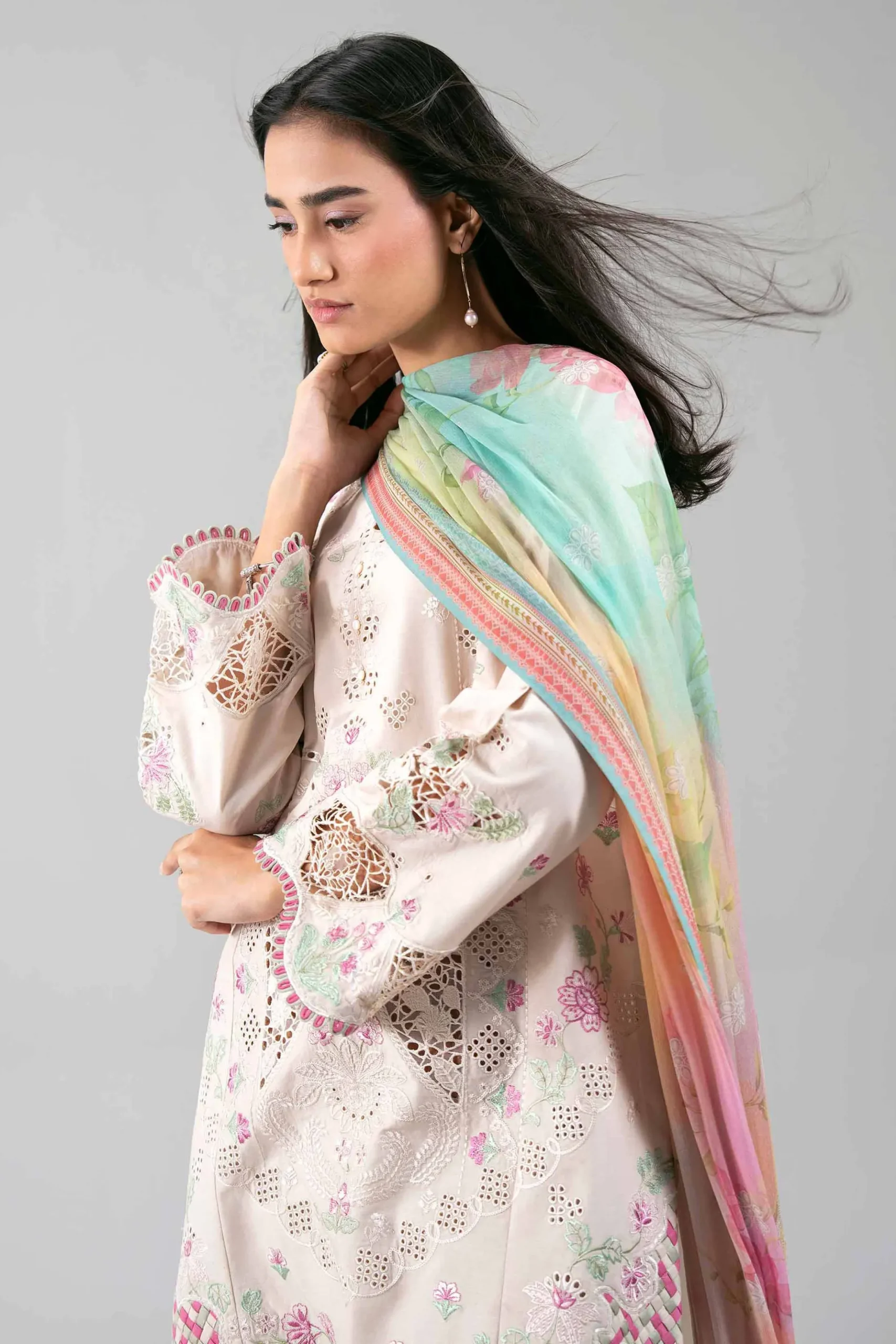 3 Piece - Digital Printed Embroidered Suit - 42601287