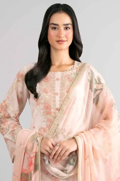 3 Piece - Digital Printed Embroidered Suit - 42601741