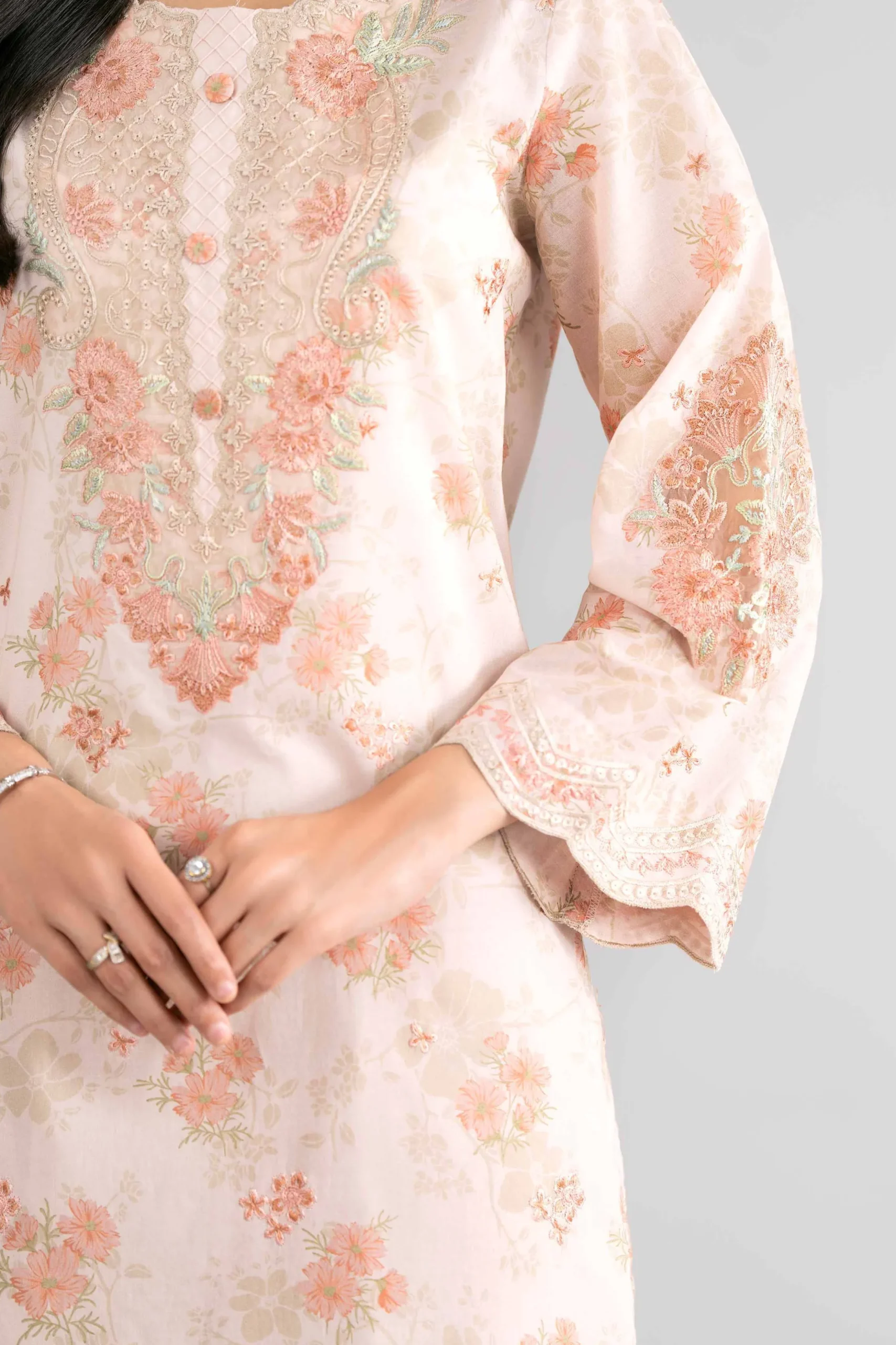 3 Piece - Digital Printed Embroidered Suit - 42601741