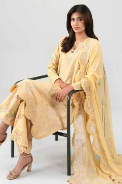 3 Piece - Digital Printed Embroidered Suit - 42601388